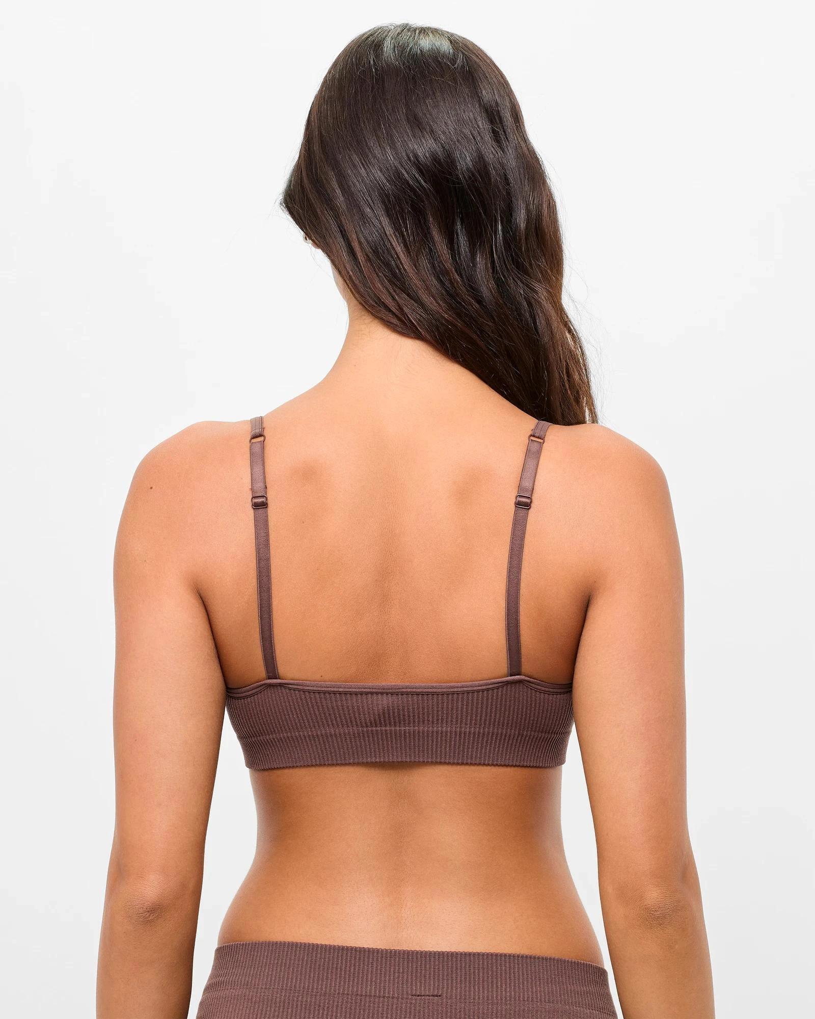 4 Lily Loves Ribbed Seamfree Strappy Crop Top CHOCOLATE, 4 of 4