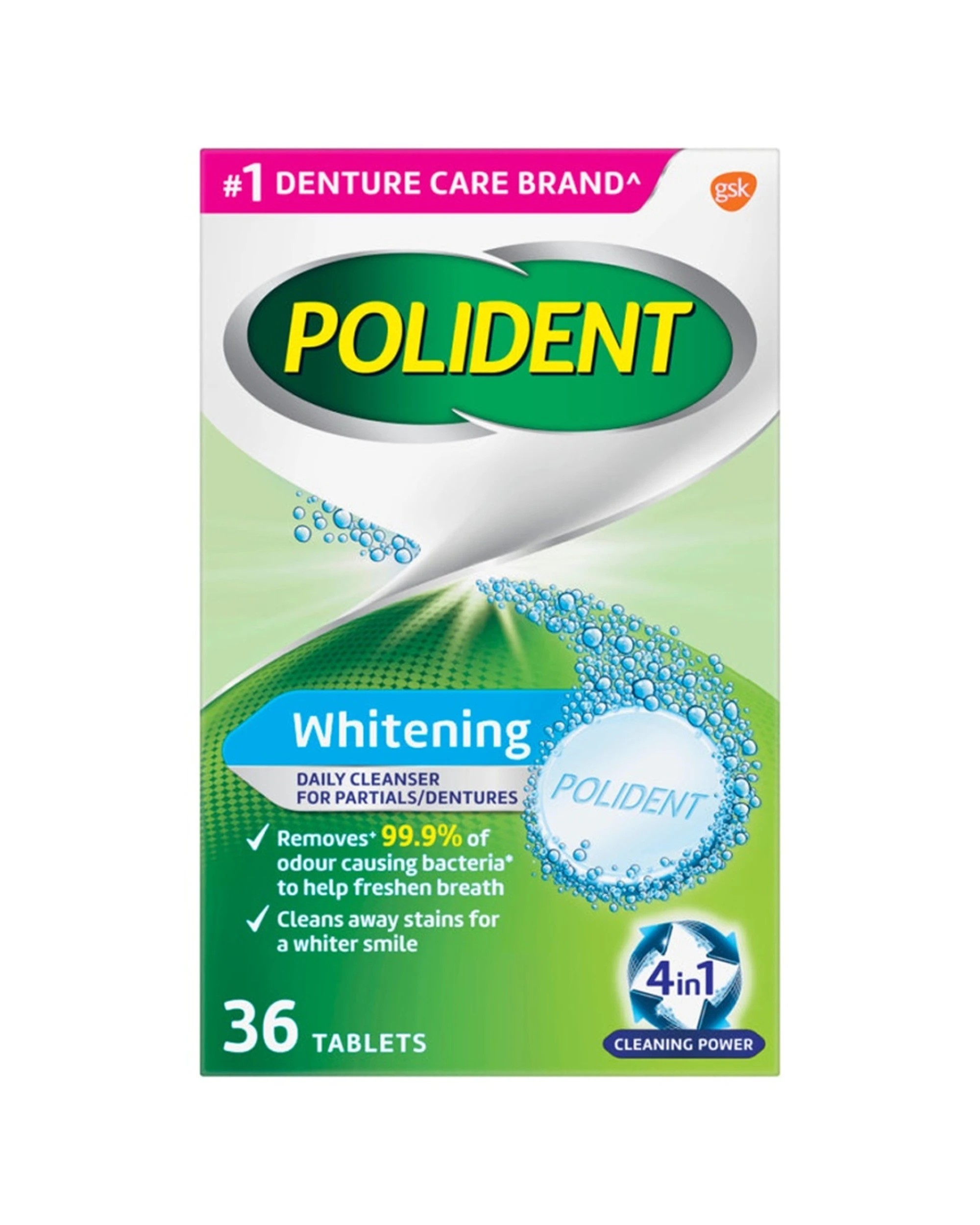 2 Polident Whitening Daily Cleanser for Dentures 36 Tablets, 2 of 2