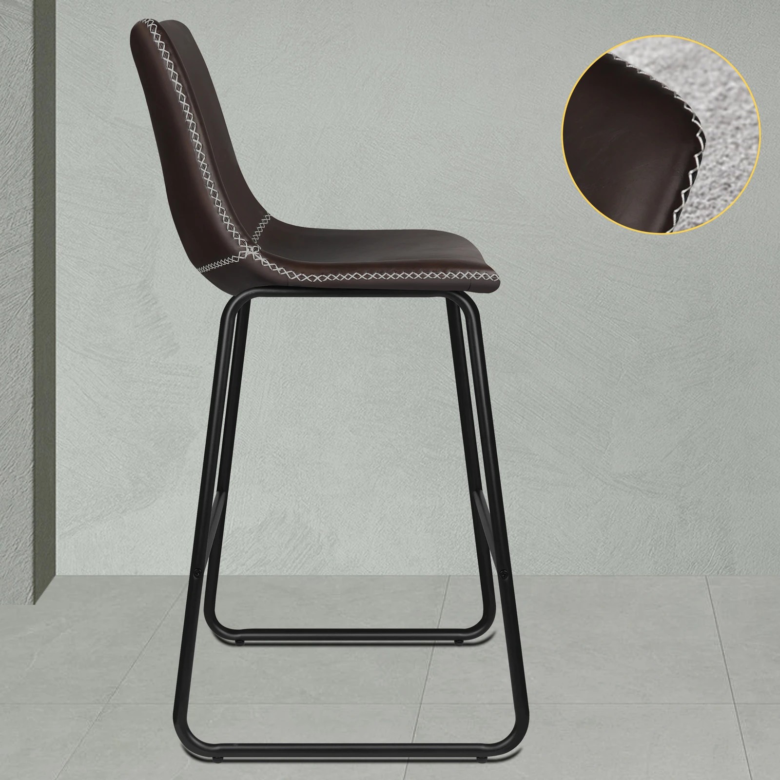 5 Alfordson 2x Bar Stools 66cm Kitchen Counter Metal Vintage Dining Chairs - Coffee, 5 of 8