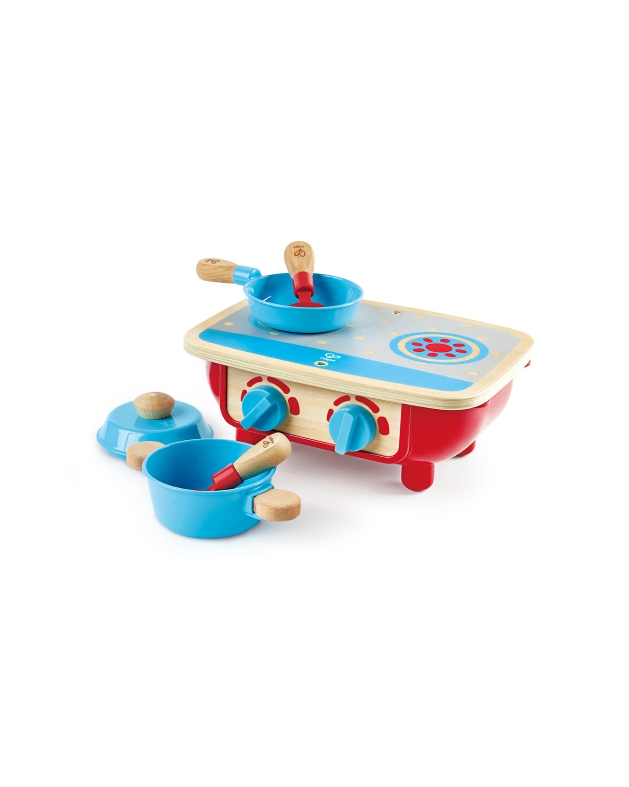 1 Hape Toddler Kitchen Set Wooden Stove Pot Pan Spoon Spatula Knobs - Multi, 1 of 4