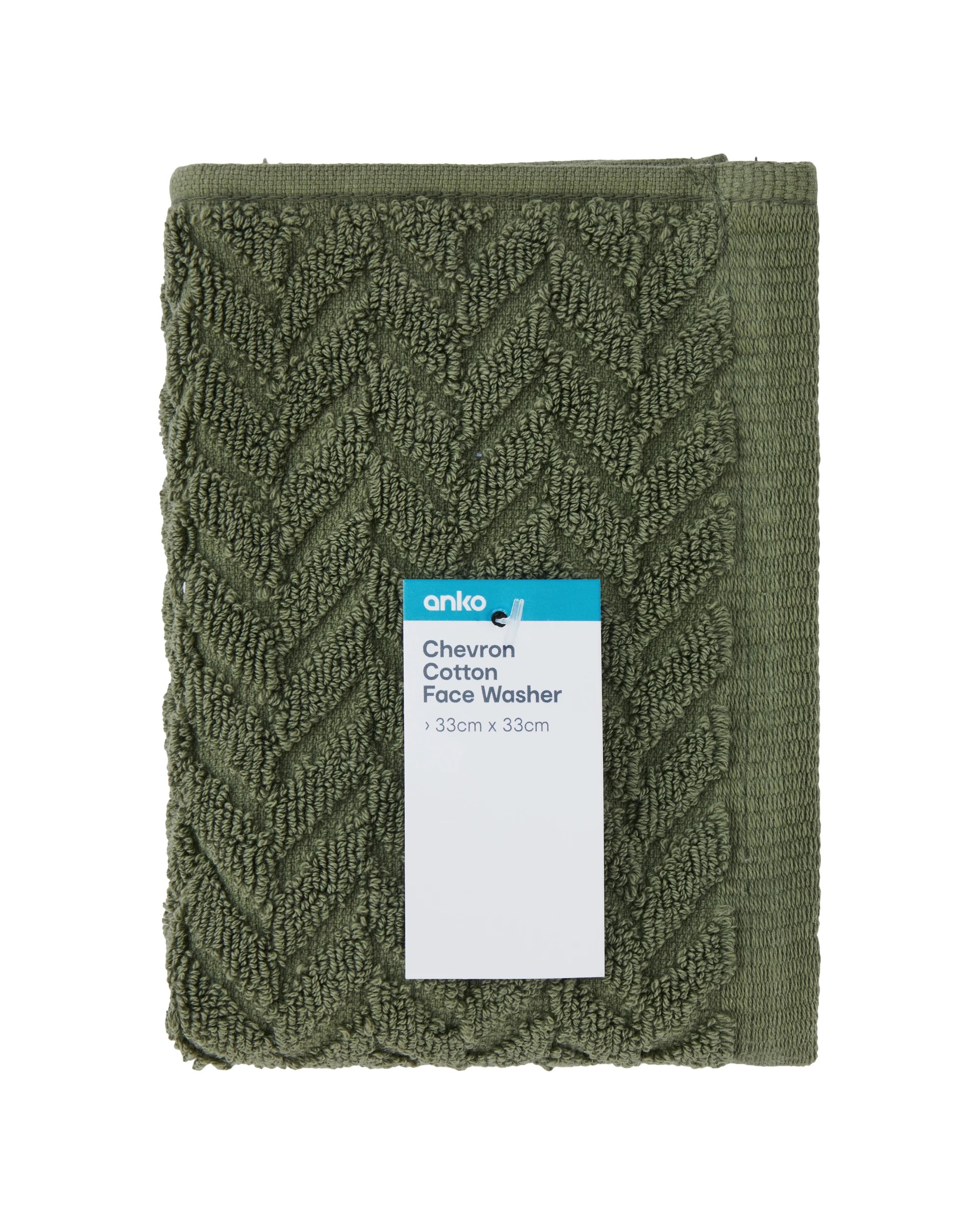 5 Chevron Cotton Face Washer - Olive, 5 of 6