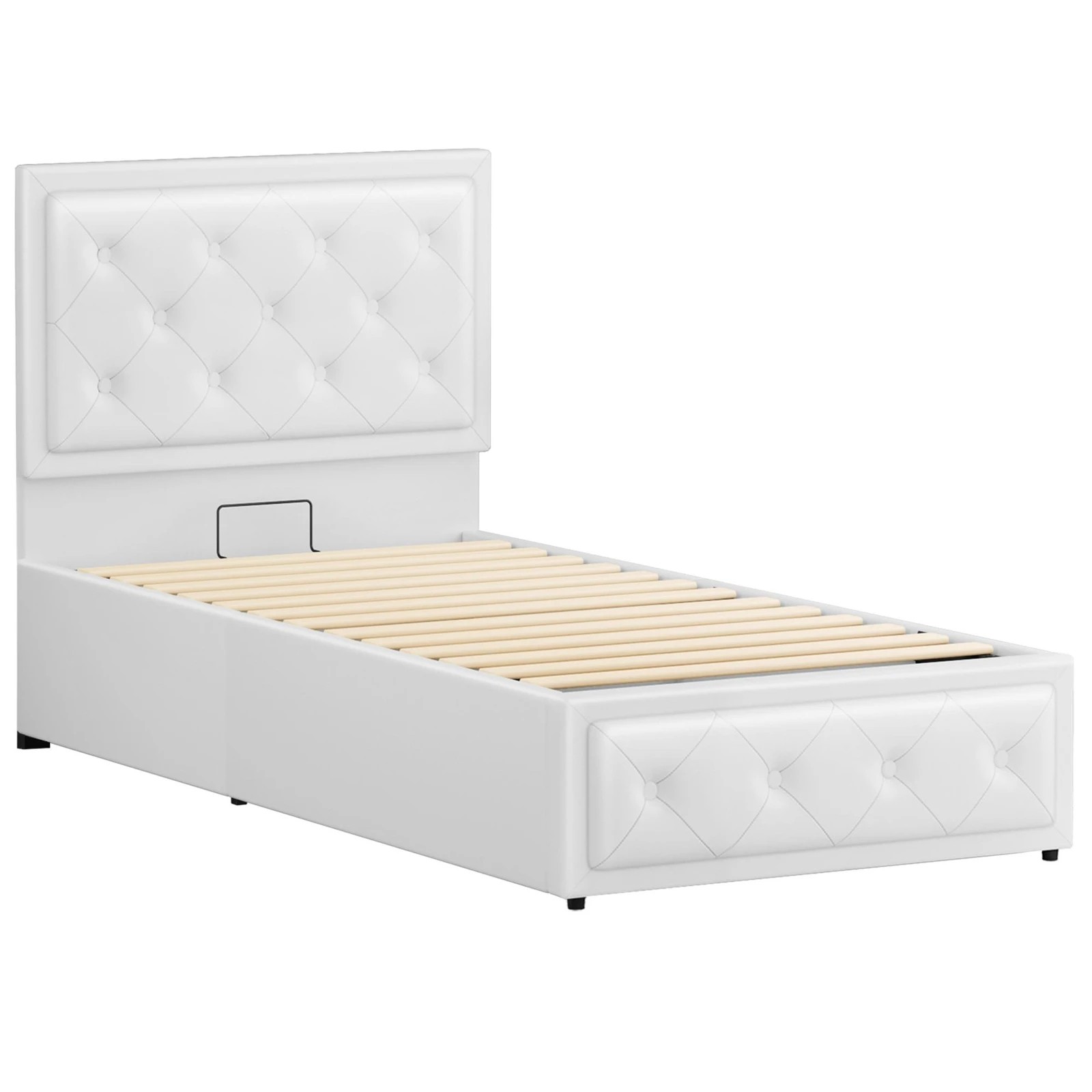 9 Alfordson Bed Frame Single Size Gas Lift Storage Mattress Base Leather Dinana - White, 9 of 10