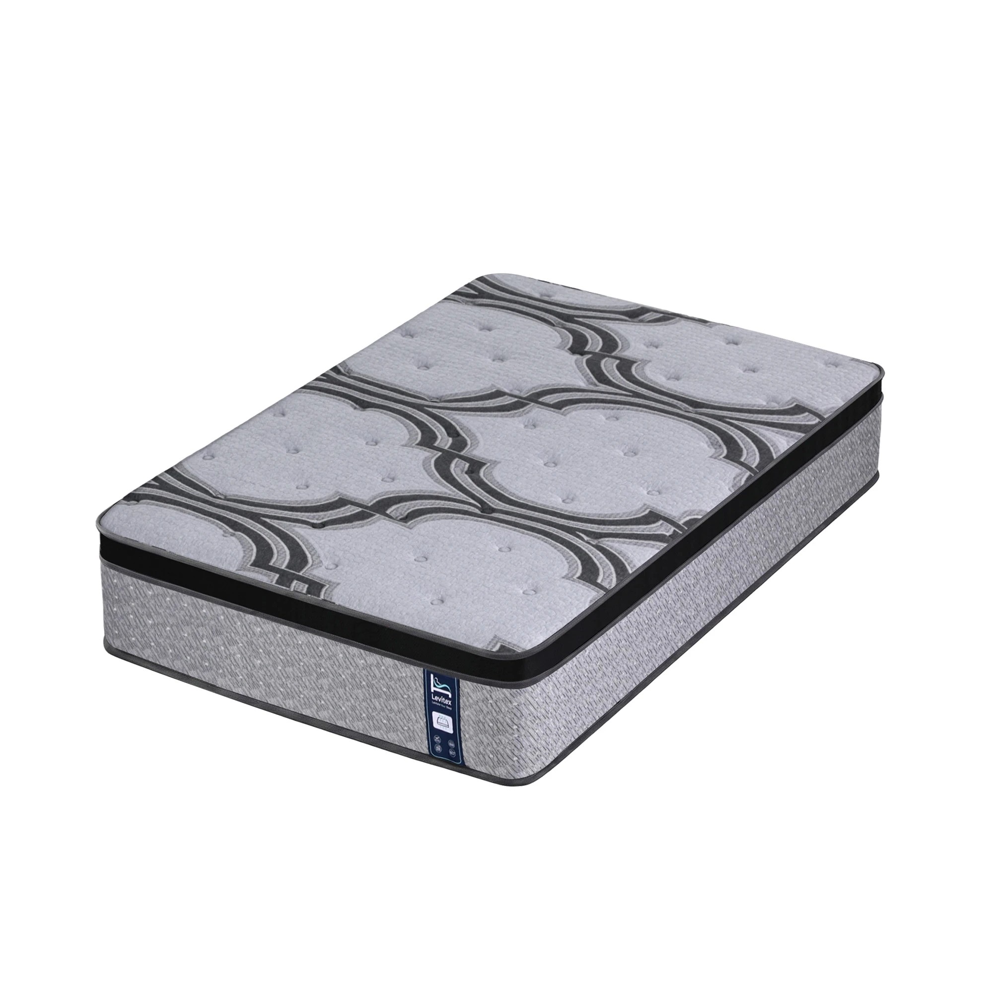 1 Levitex Single Mattress 5-Zone Pocket Spring, Latex & Memory Foam, Lumbar & Shoulder Support - Single Bed - Grey, 1 of 9