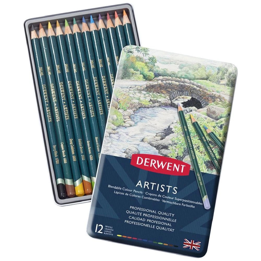 1 Derwent Artist Pencils Tin of 12, 1 of 1