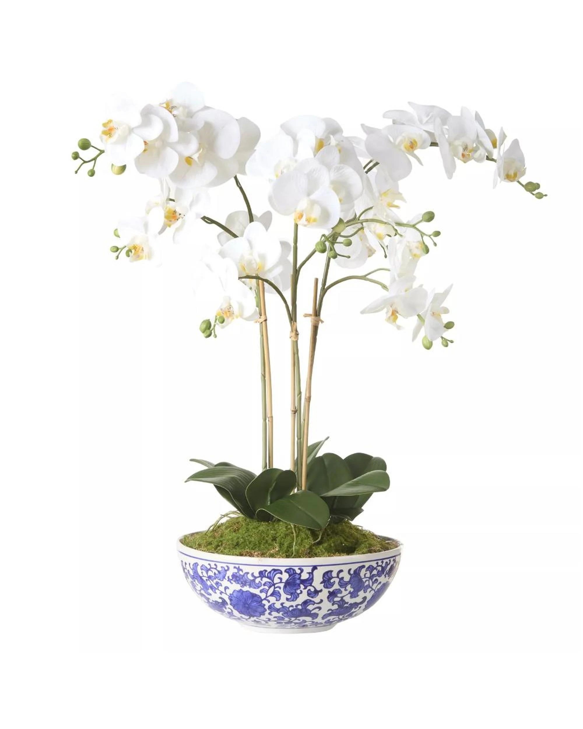 1 Rogue Artificial Phalaenopsis Orchid Pot Plant  White 46x46x66cm - White, 1 of 2
