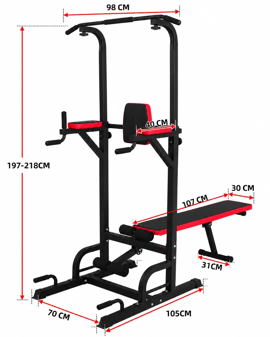 4 Fitness Master Multi Function Power Tower Pull Up Dip Station Bench Home Gym Stand, 4 of 10