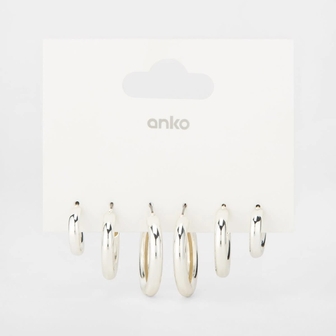 4 3 Pack Chunky Hoop Earrings - Silver Tone, 4 of 4