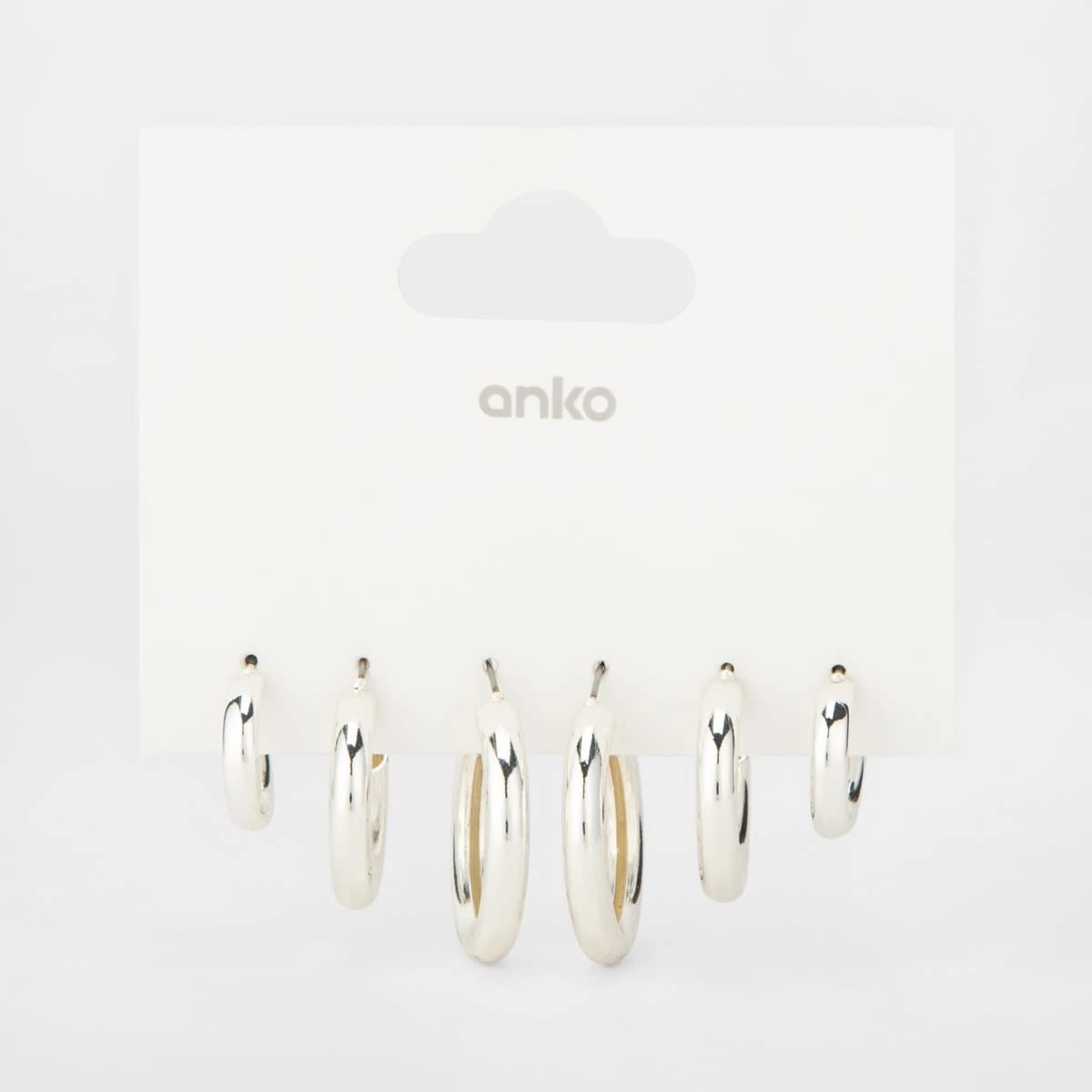 4 3 Pack Chunky Hoop Earrings - Silver Tone, 4 of 4