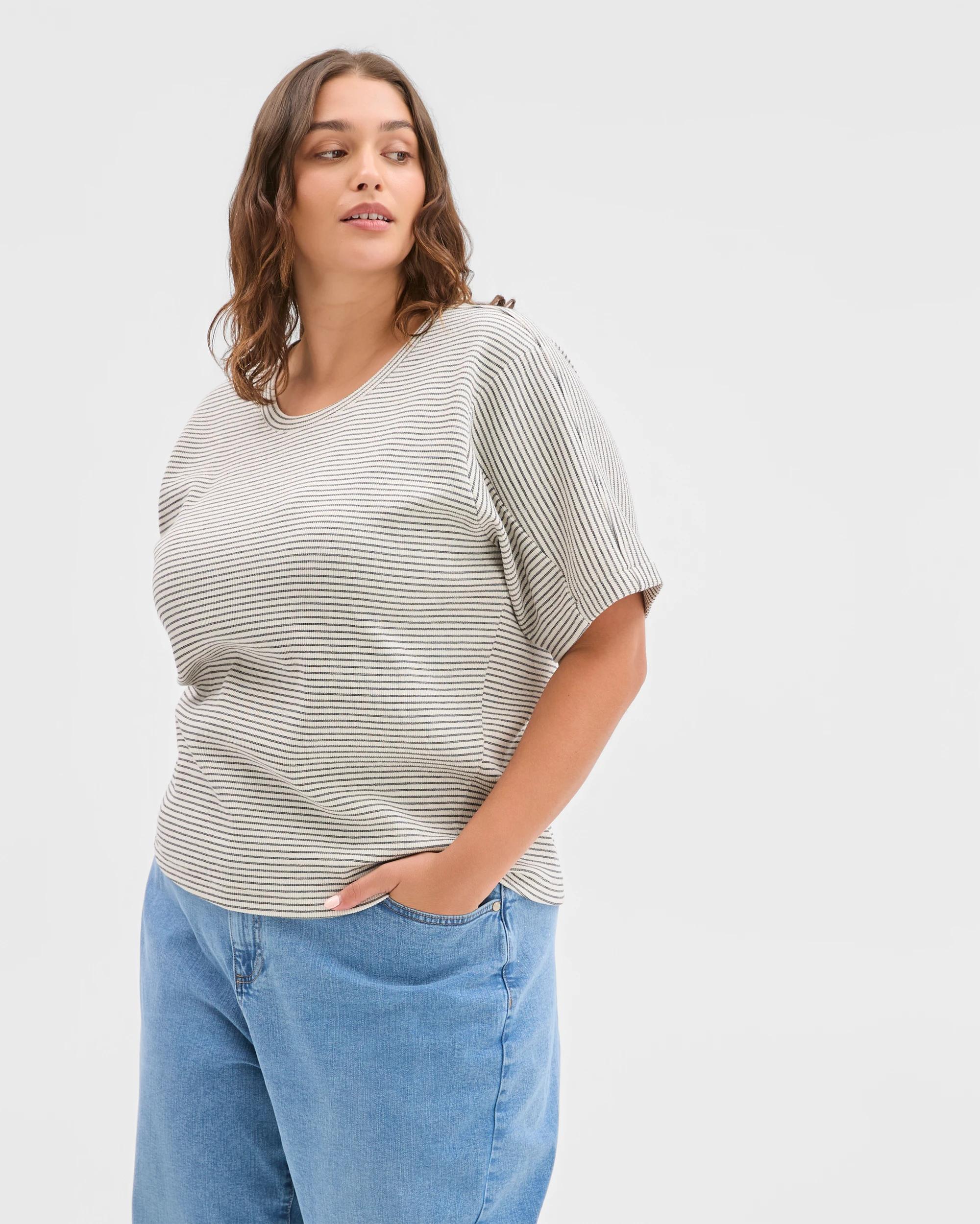 2 Target Curve Plus Size Spliced Boxy Textured T-Shirt , 2 of 7