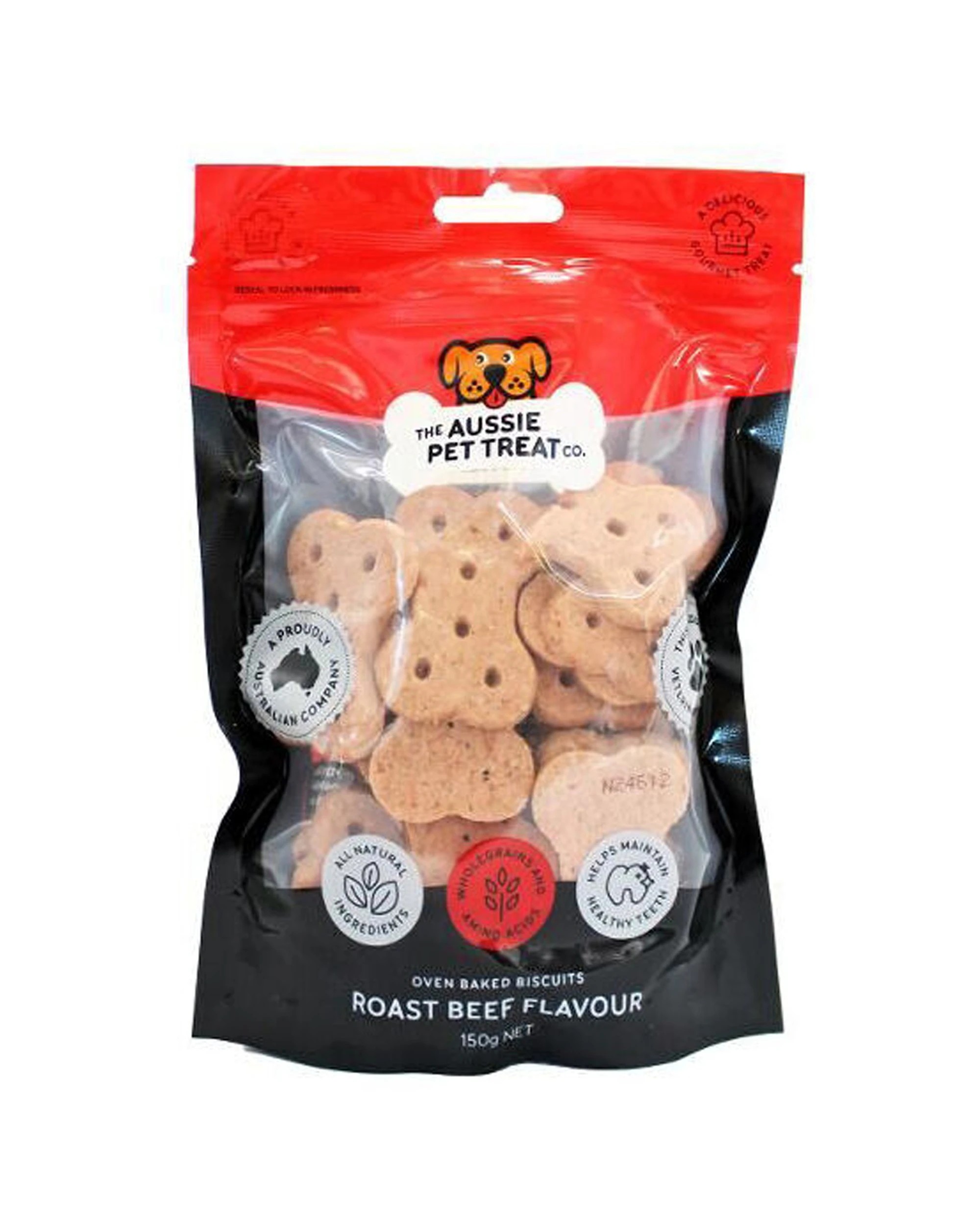 2 The Aussie Pet Treat Co Dog Biscuit Roast Beef 25 Pack 150g - Natural, 2 of 3