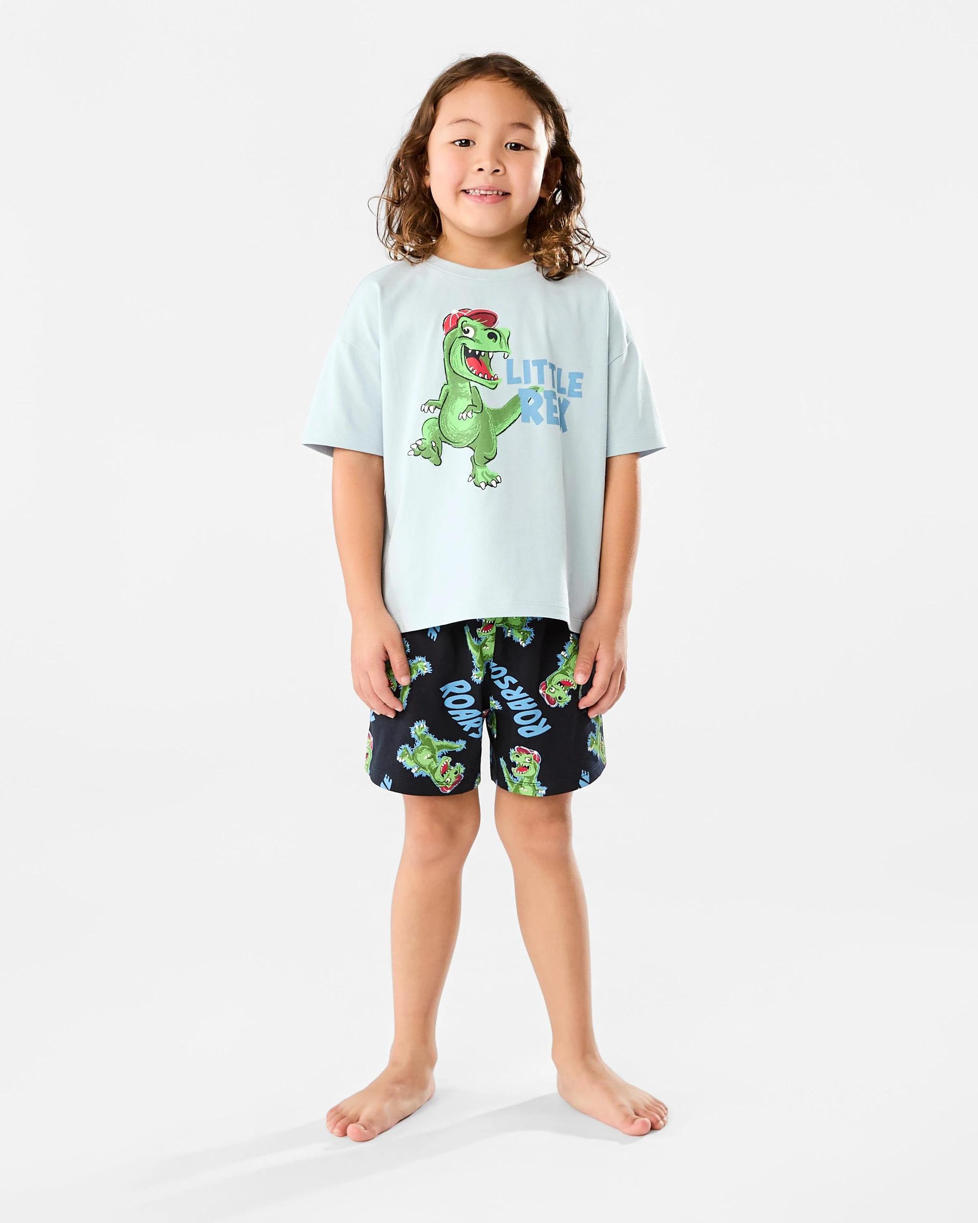1 Mini Me Pyjama Set Blu Dino, 1 of 8