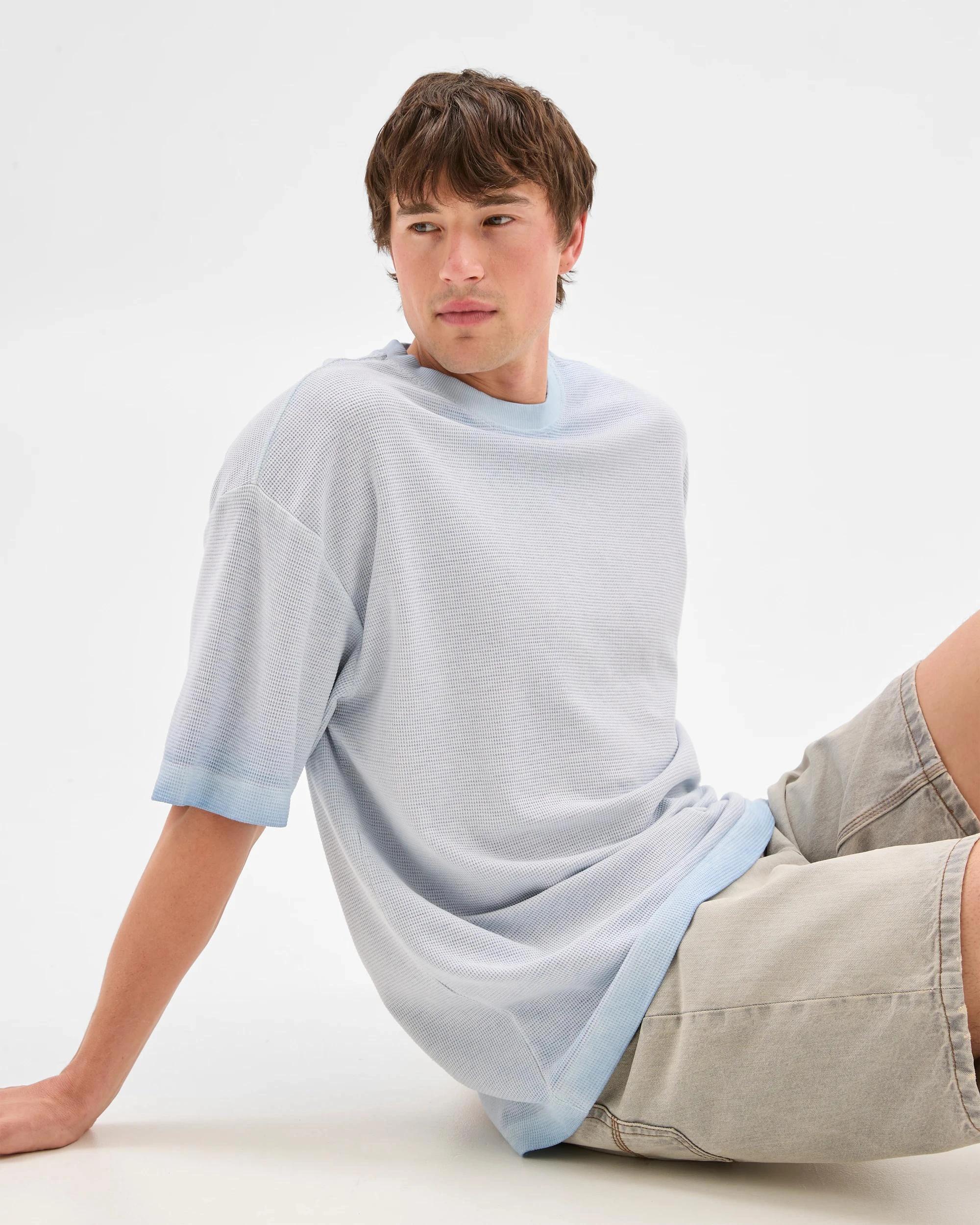 5 Commons Australian Cotton Blend Waffle T-Shirt BLUE FOG, 5 of 7