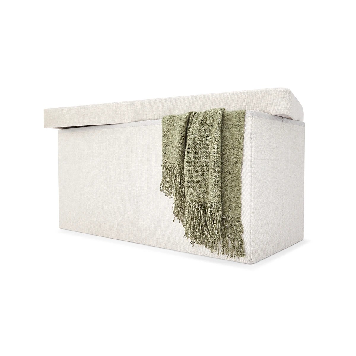 3 Linen Look Storage Ottoman - Beige, 3 of 10