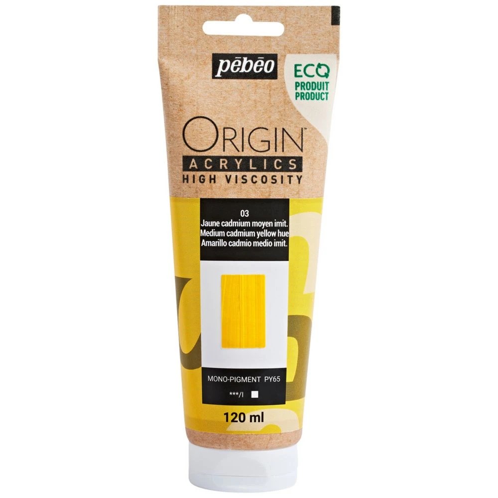 1 Pebeo Origin Acrylic Paint 120mL Medium Cadmium Yellow Hue, 1 of 2