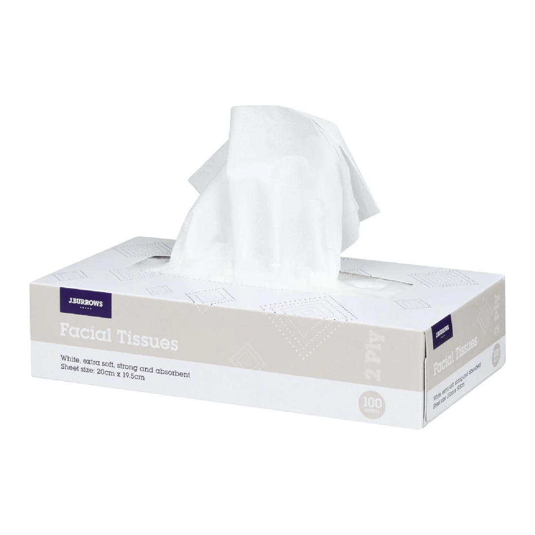 1 J.Burrows Facial Tissues 100 Sheets, 1 of 2