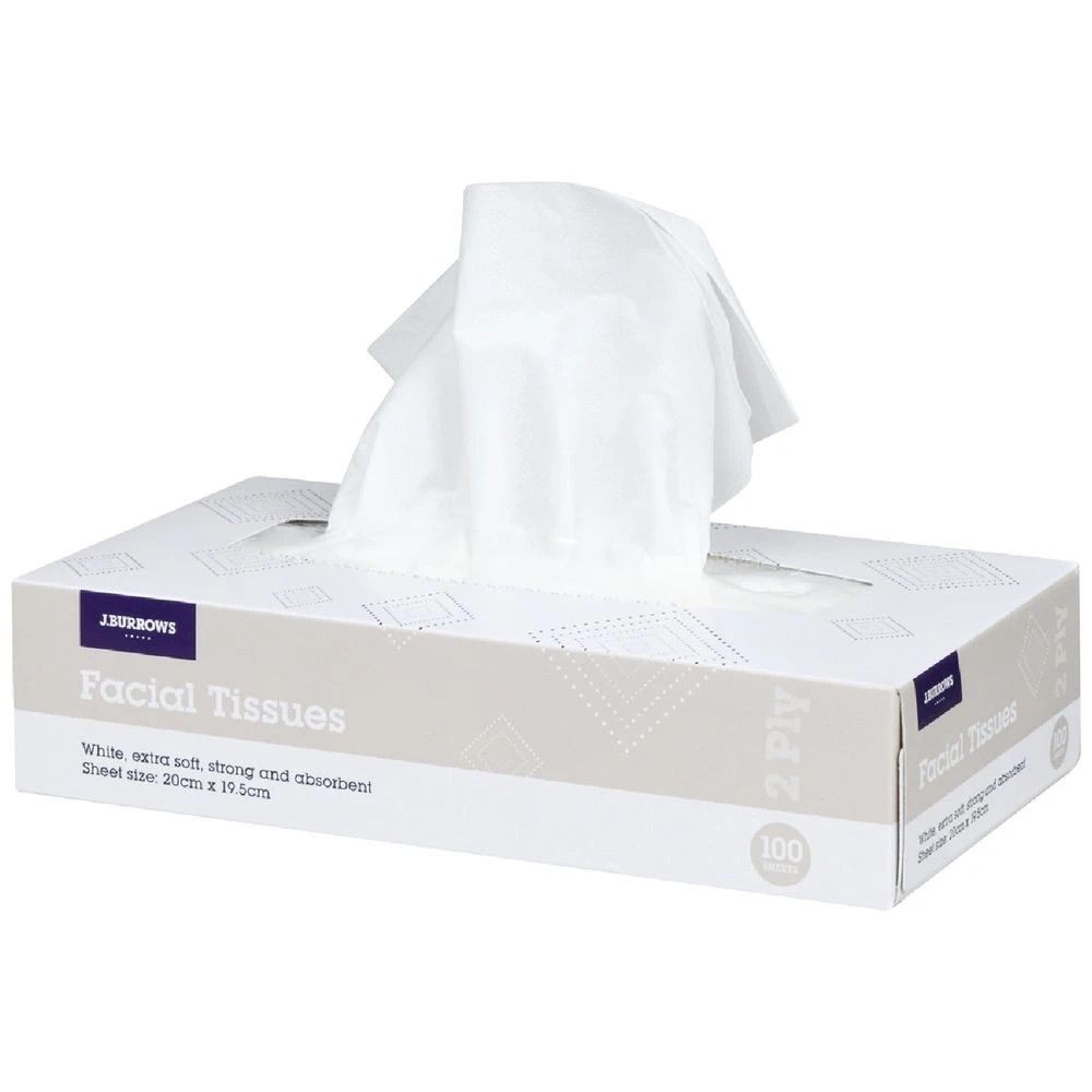 1 J.Burrows Facial Tissues 100 Sheets, 1 of 2