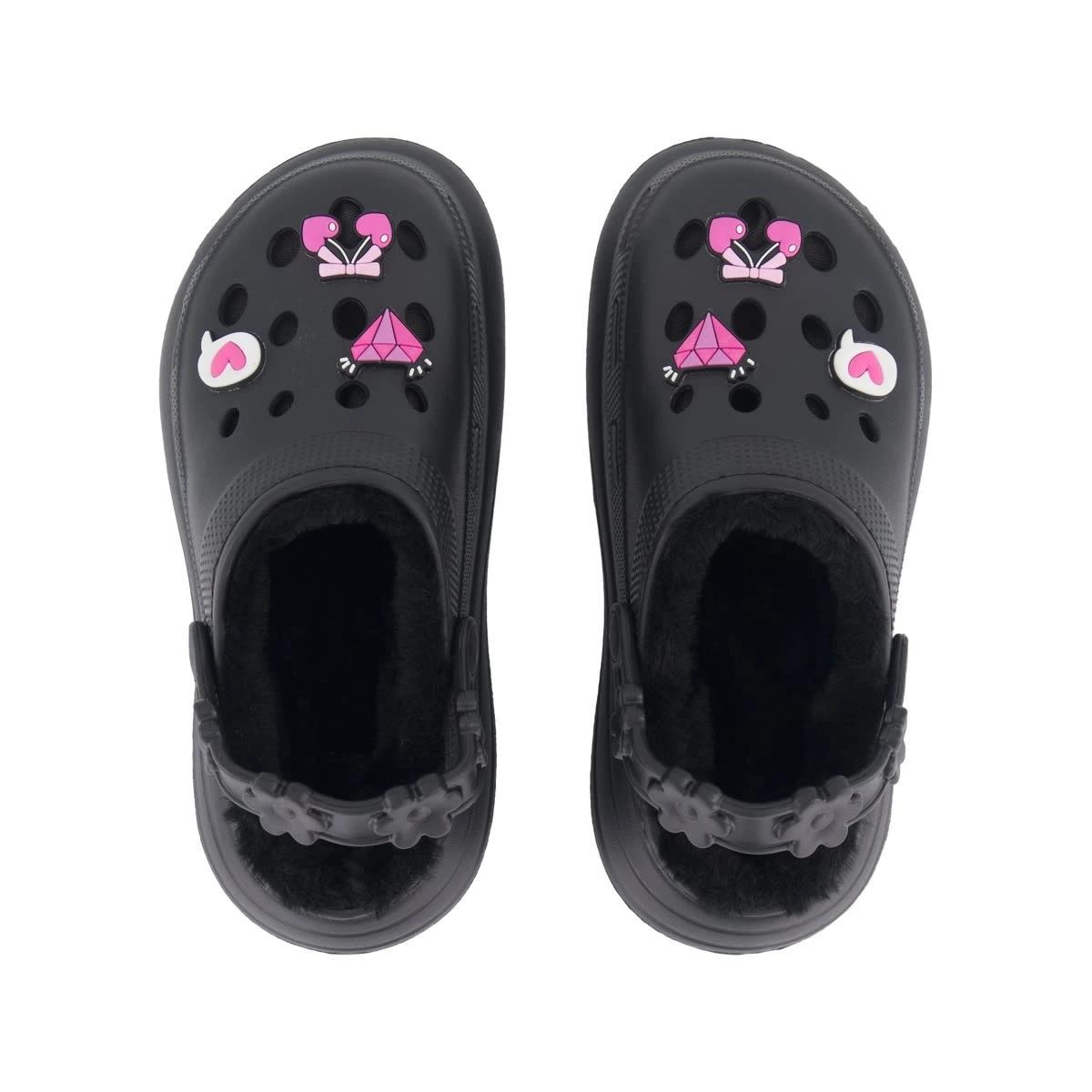 3 Senior Faux Fur Lined Clogs Black, 3 of 4