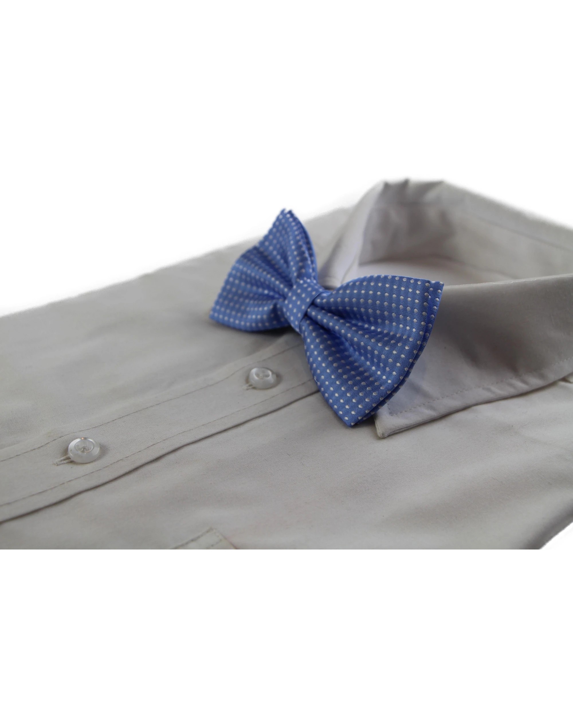 1 Zasel Mens Cornflower Plain Coloured Bow Tie With White Polka Dots - Multi, 1 of 3