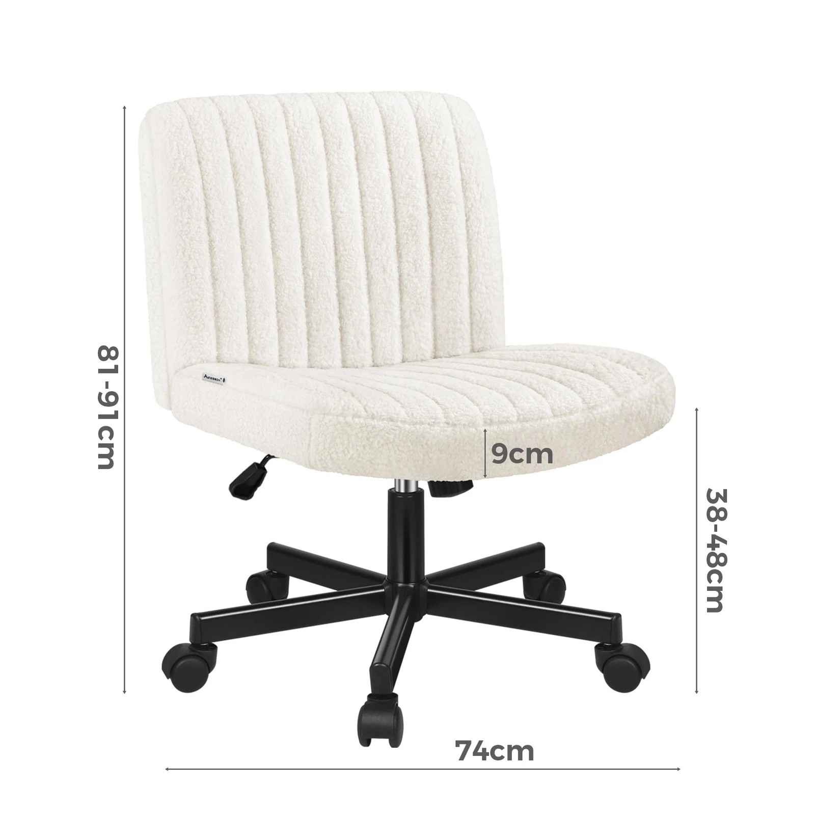 9 Alfordson Office Desk Chair Computer Armless Wide Seat Mid Back Boucle - White, 9 of 9