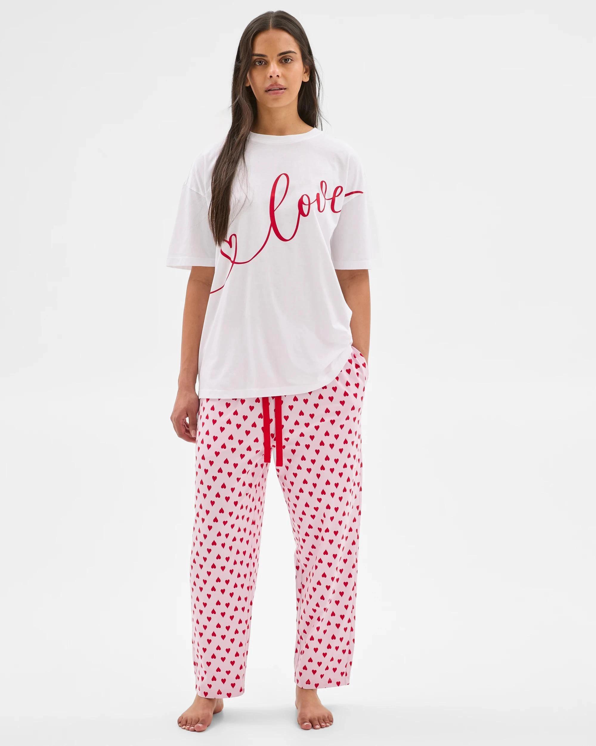 3 Target Woman Australian Cotton 7/8 Length Pyjama Pants AOP PINK HEART, 3 of 6