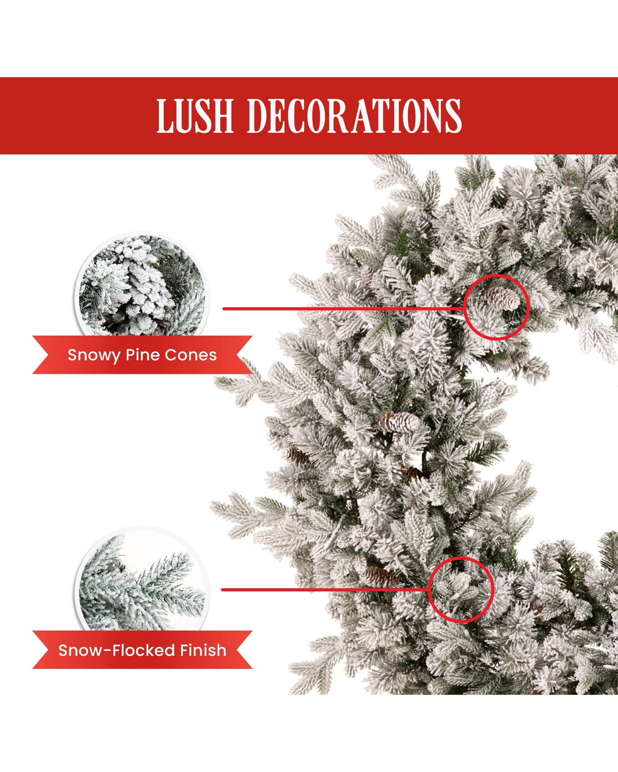 6 Christabelle Large 1.2m Christmas Wreath Snowy Dorchester with LED Lights Front Door Decoration Ornament, 6 of 8