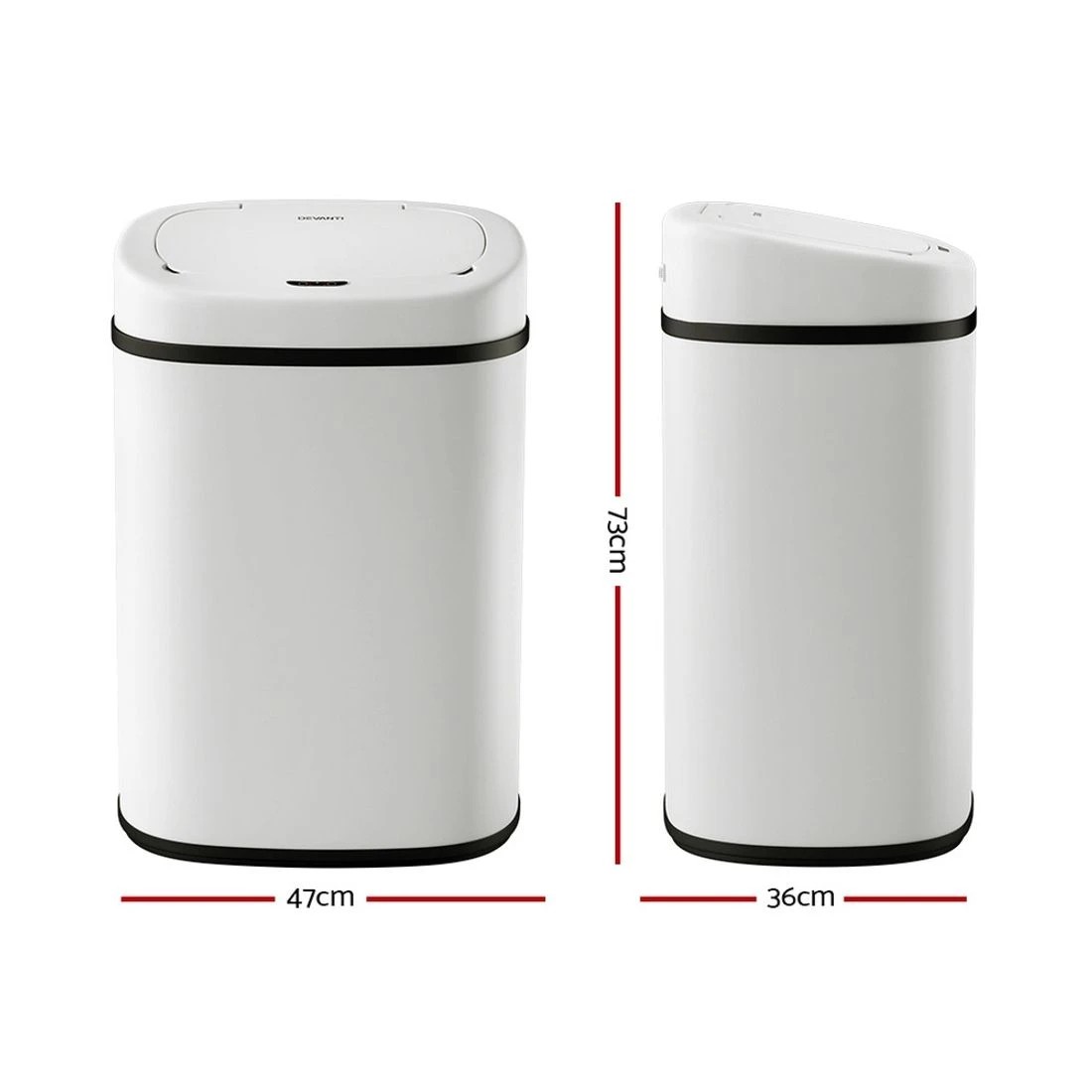 2 Devanti 82L Motion Sensor Bin Rubbish Automatic - White, 2 of 4
