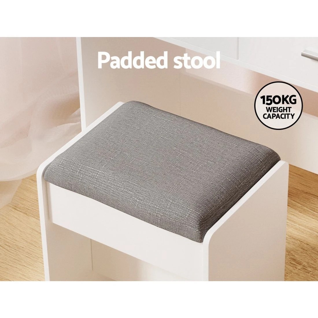 8 Artiss Dressing Table Set Stool 10 LED Bulbs  Dale - White, 8 of 8