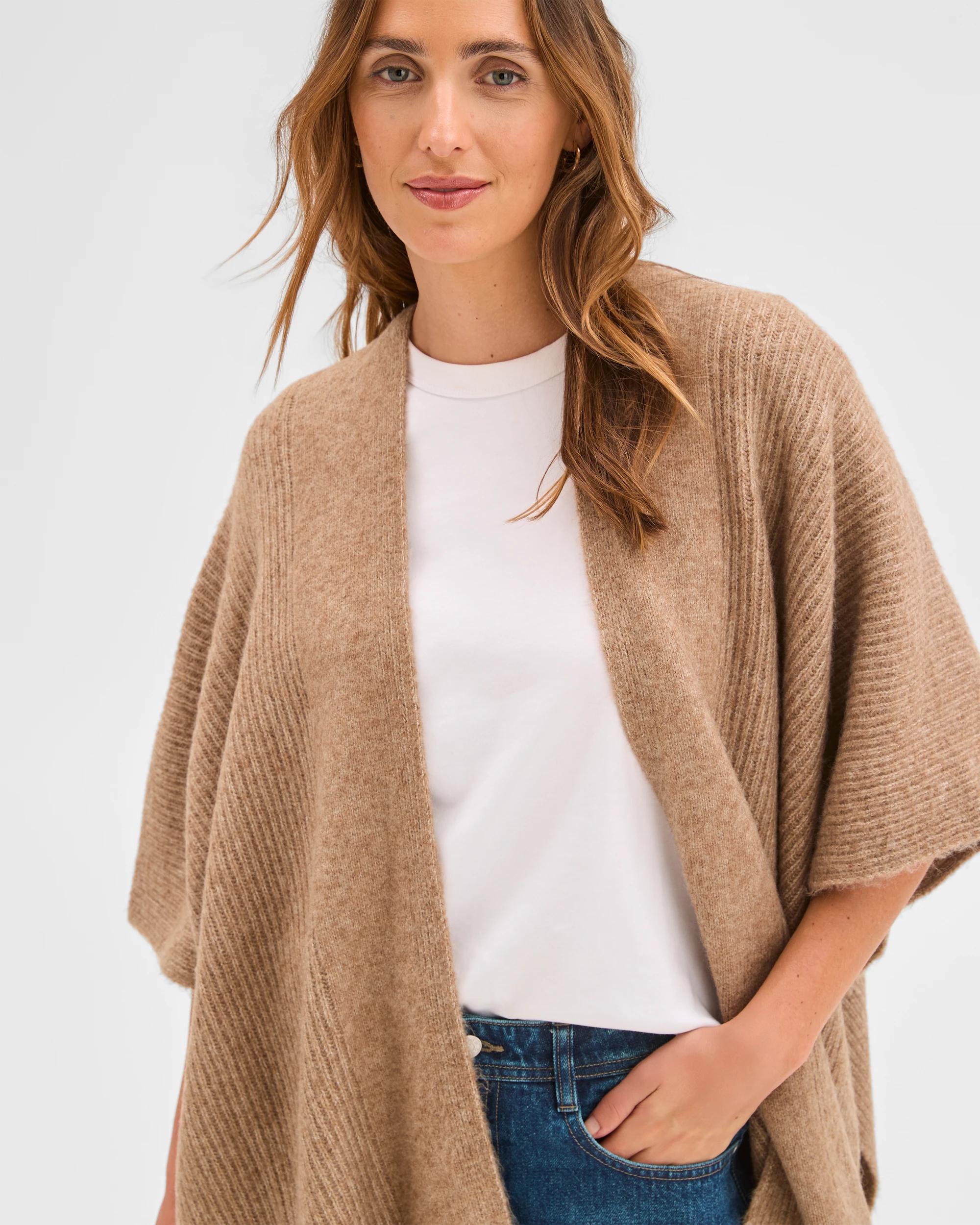 5 Target Woman Knitted Poncho TAUPE MARLE, 5 of 6