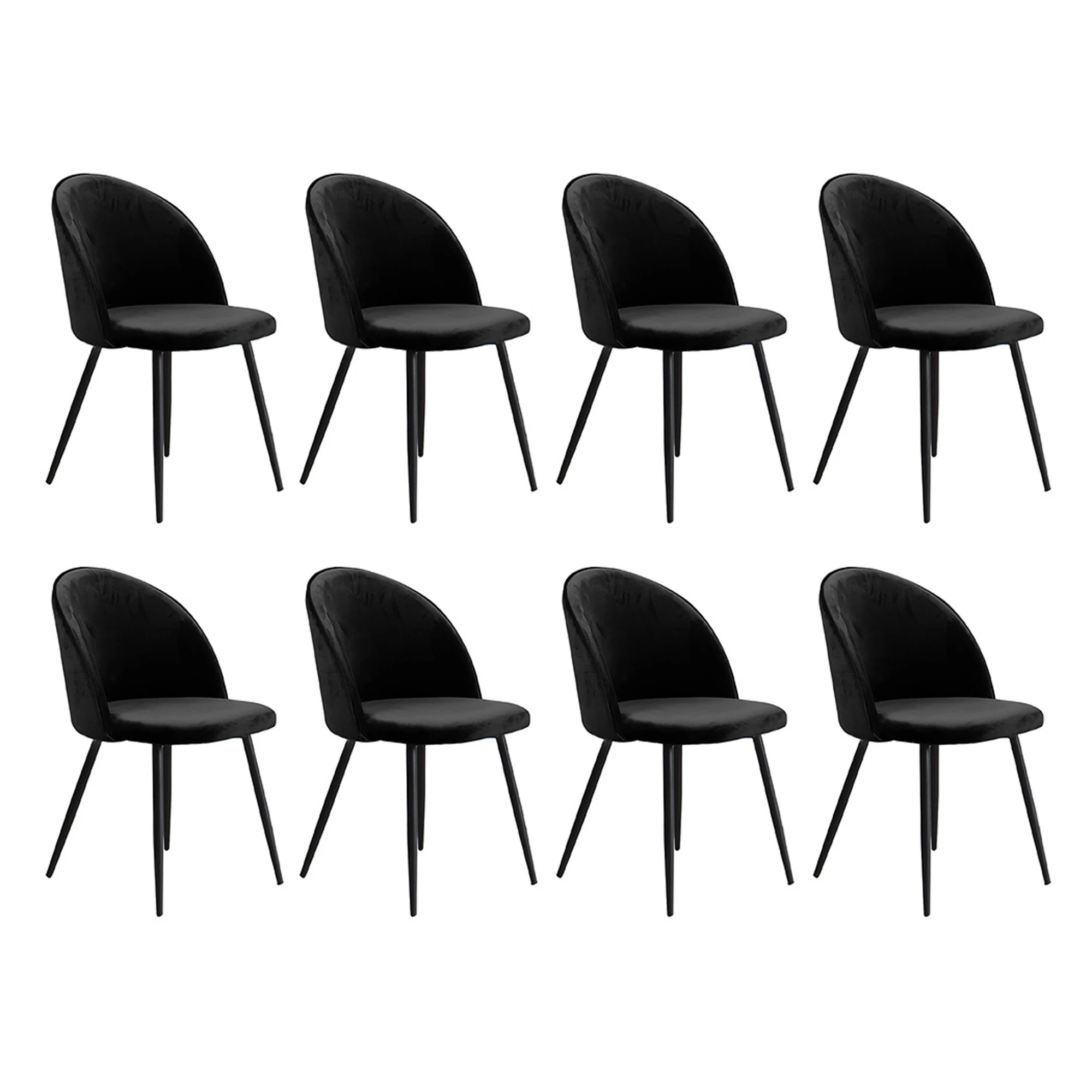 1 Levede 1 Set Of 8 Velvet Dining Chairs - Black, 1 of 7