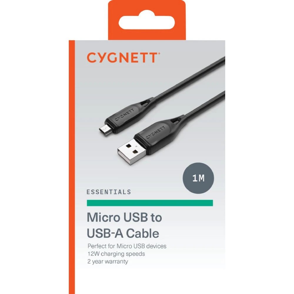2 Cygnett Essentials Micro USB to USB-A Cable 1m Black, 2 of 3