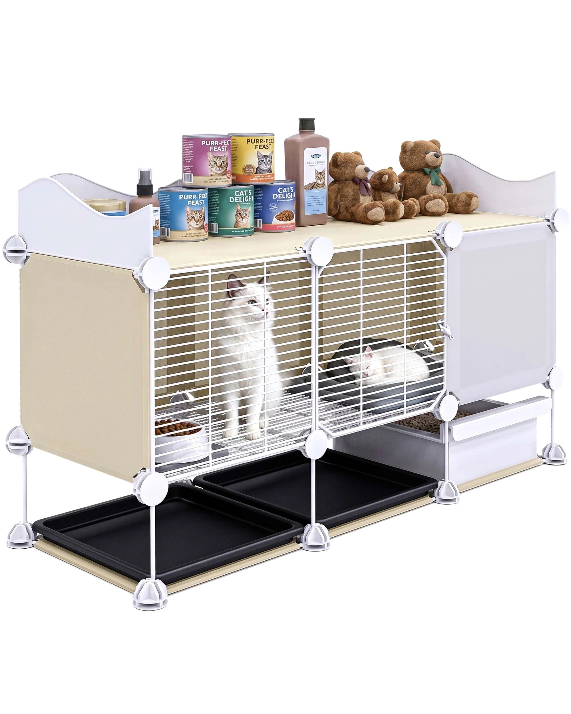 3 Advwin Cat Cage with Cat Litter Box DIY Cat Enclosures Cat Condo House, 3 of 9