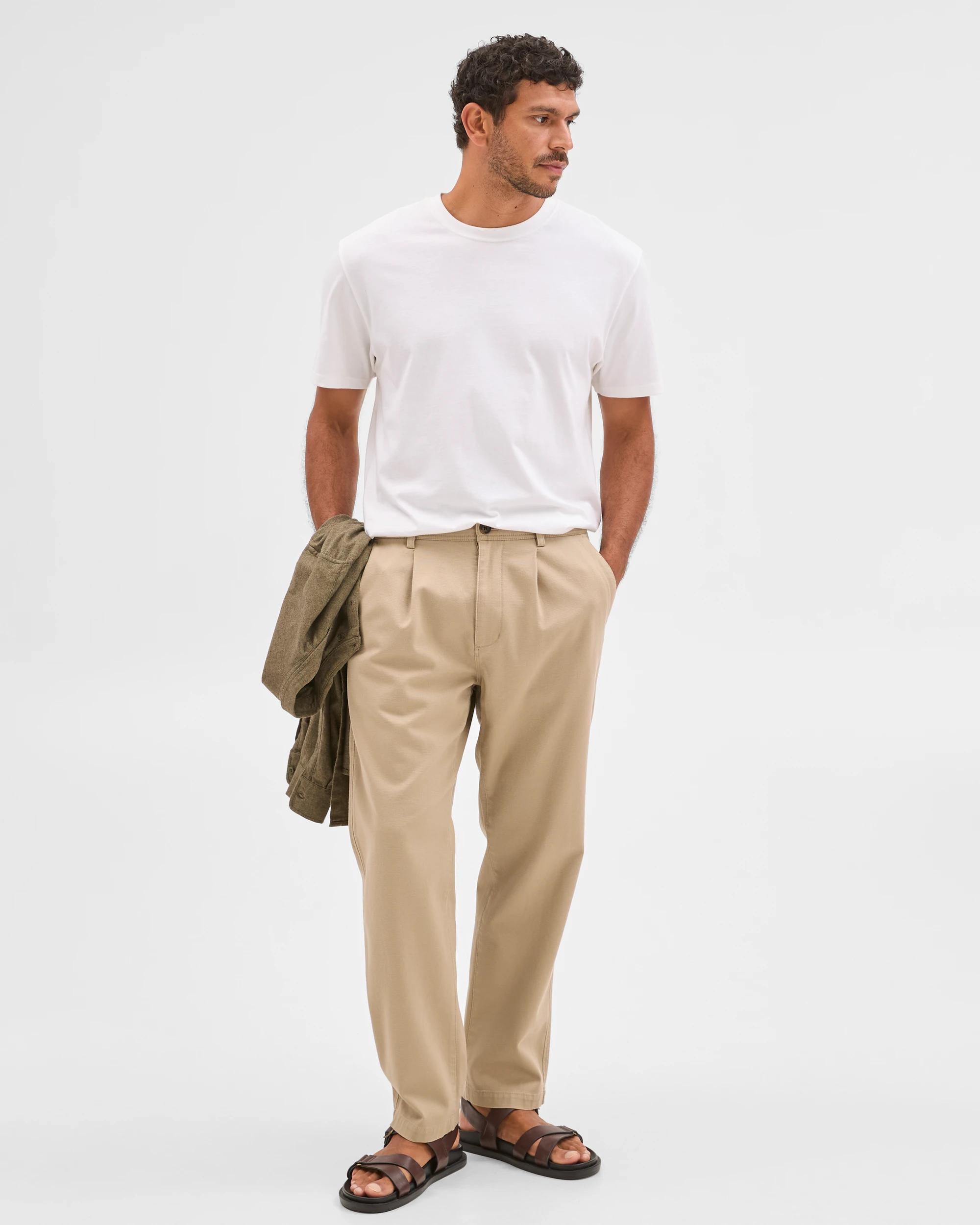 1 Target Man Australian Cotton Pleated Textured Chino Pants NEUTRAL, 1 of 8