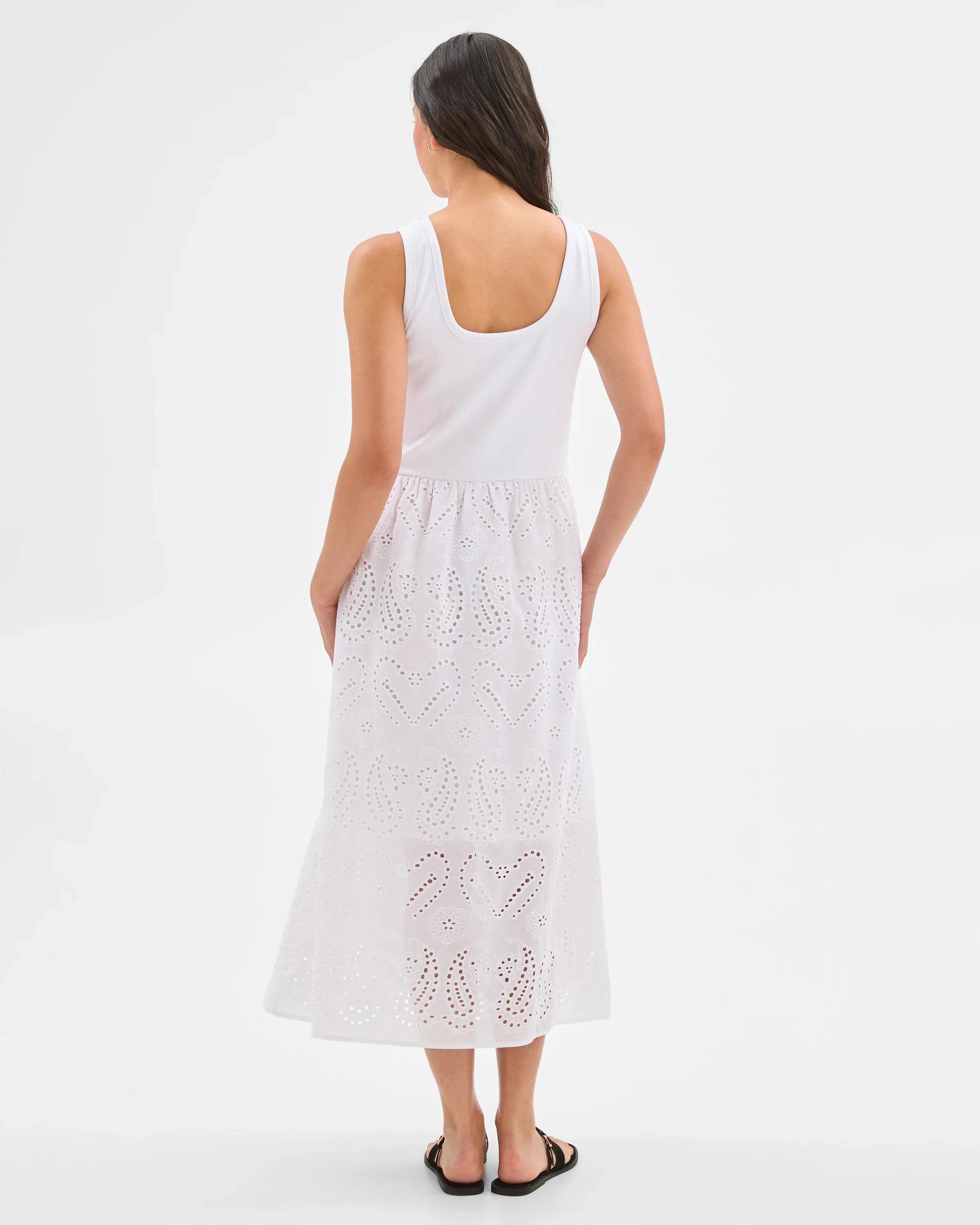 6 Target Rib Broderie Maxi Dress WHITE, 6 of 7
