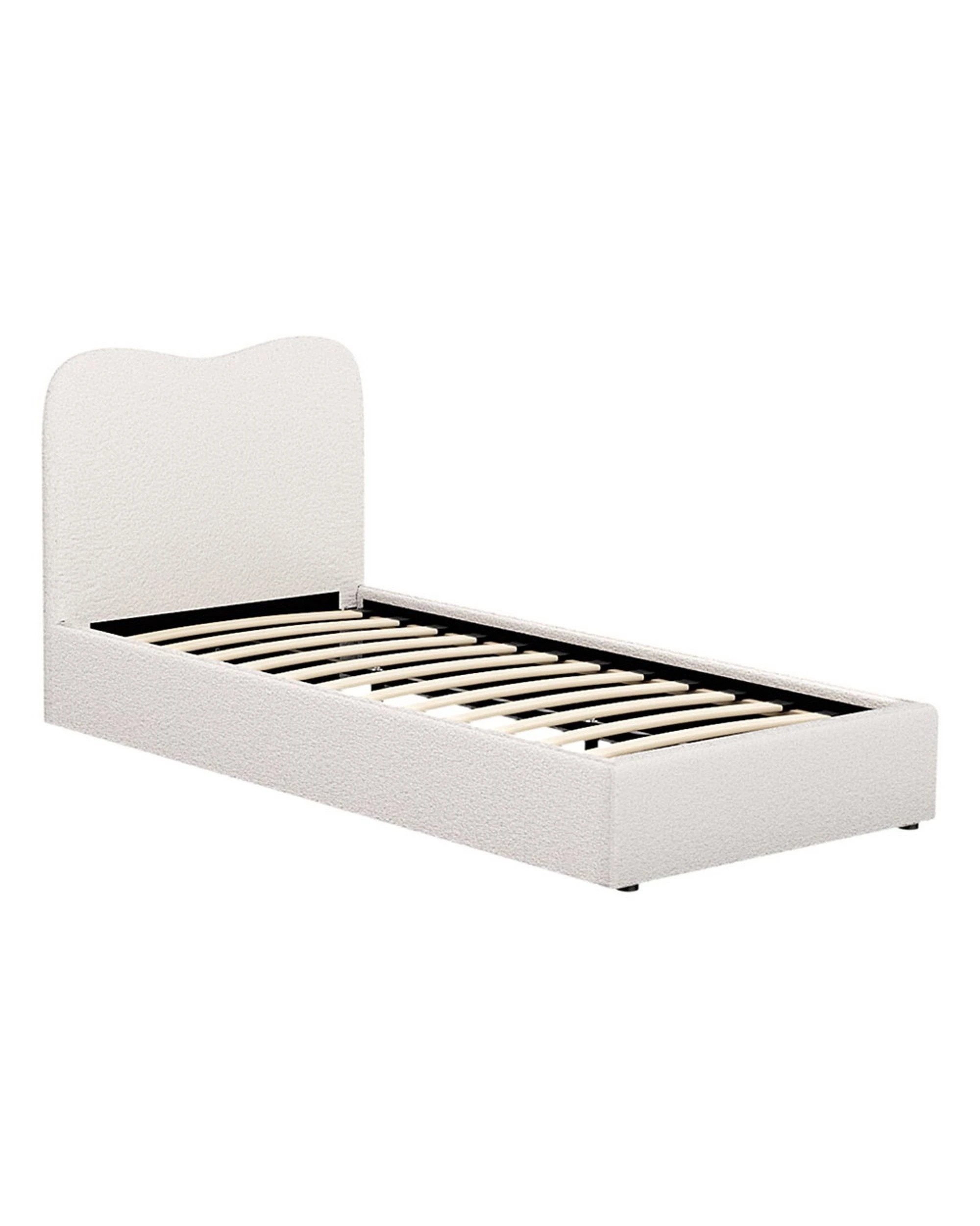 1 Artiss Bed Frame Single Size Boucle DARA - White, 1 of 5