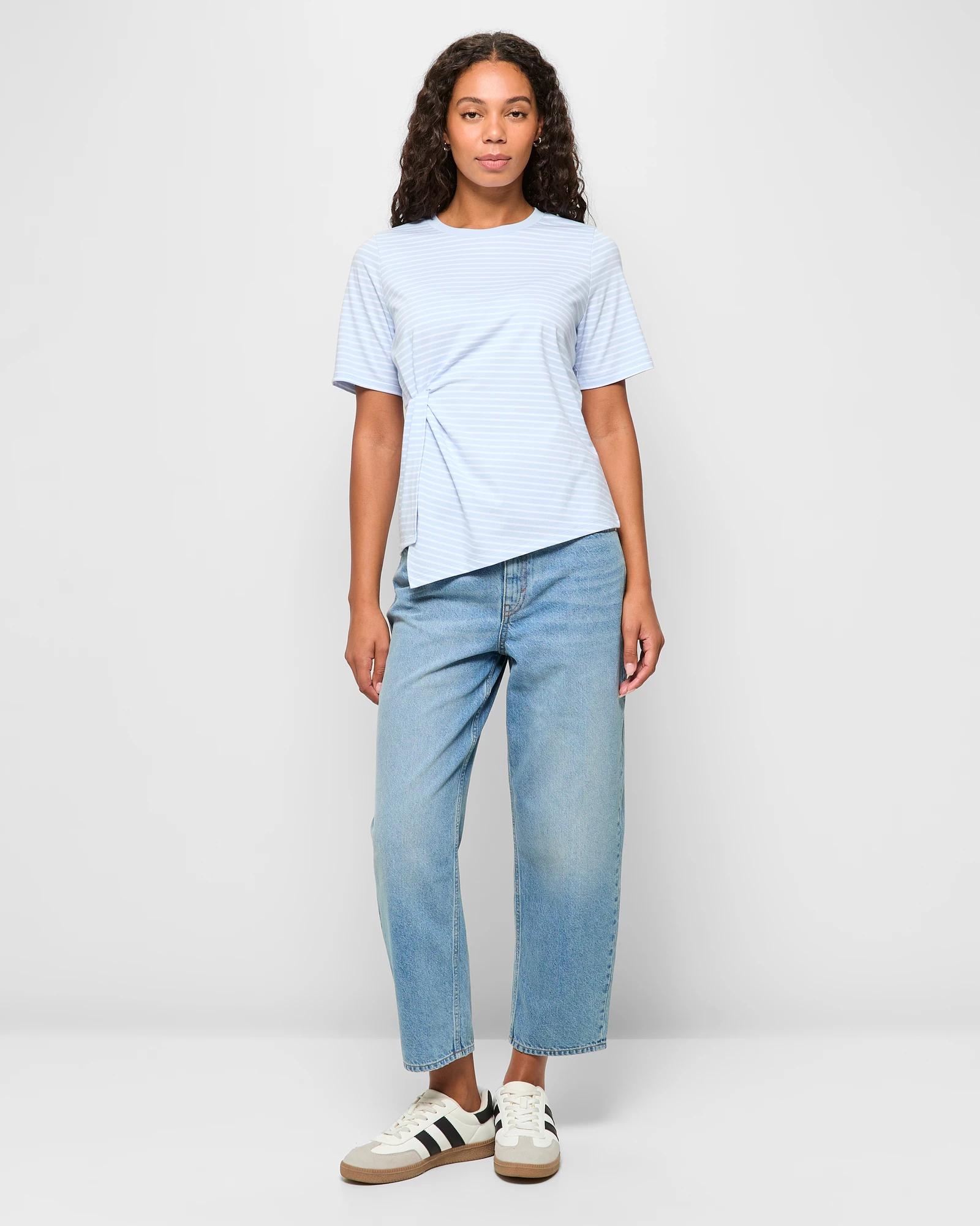 2 Target Australian Cotton Blend Asymmetrical Tuck T-shirt SUMMER BLUE STRIPE, 2 of 5