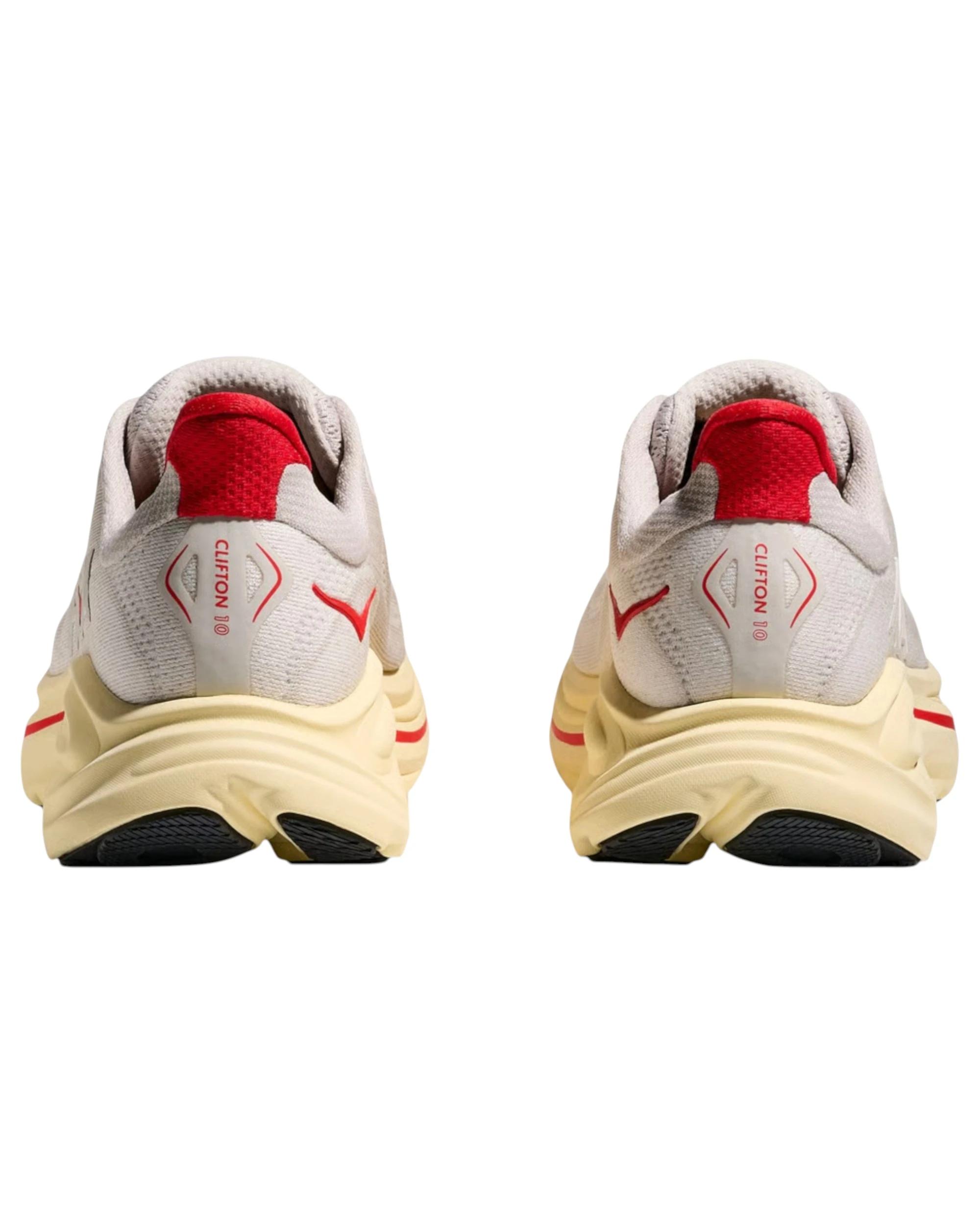 5 Hoka Womens Clifton 10 Gold Athletic Running Shoes STUCCO/CERISE, 5 of 8