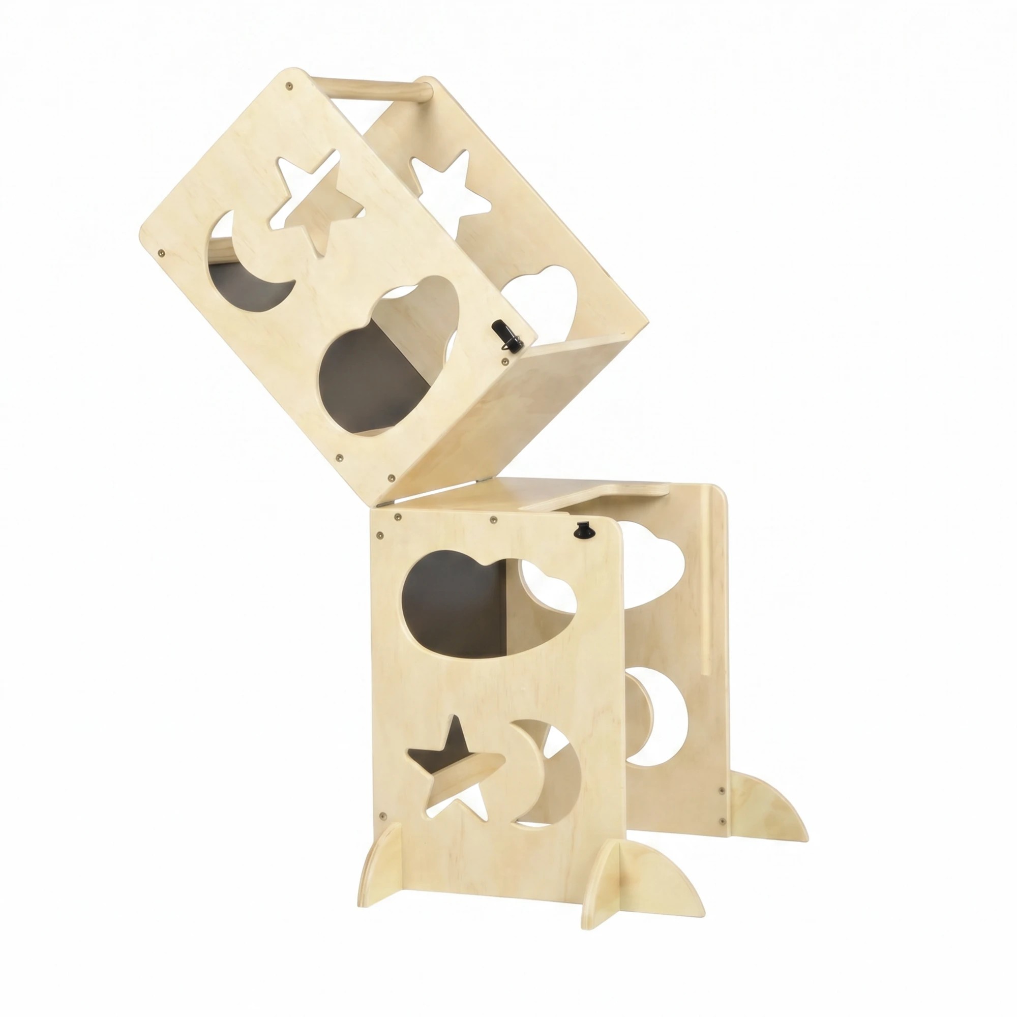 6 Advwin Toddler Kitchen Step Stool Helper w/ Double Blackboard & Safety Rail Foldable Standing Learning Tower - Multi, 6 of 7
