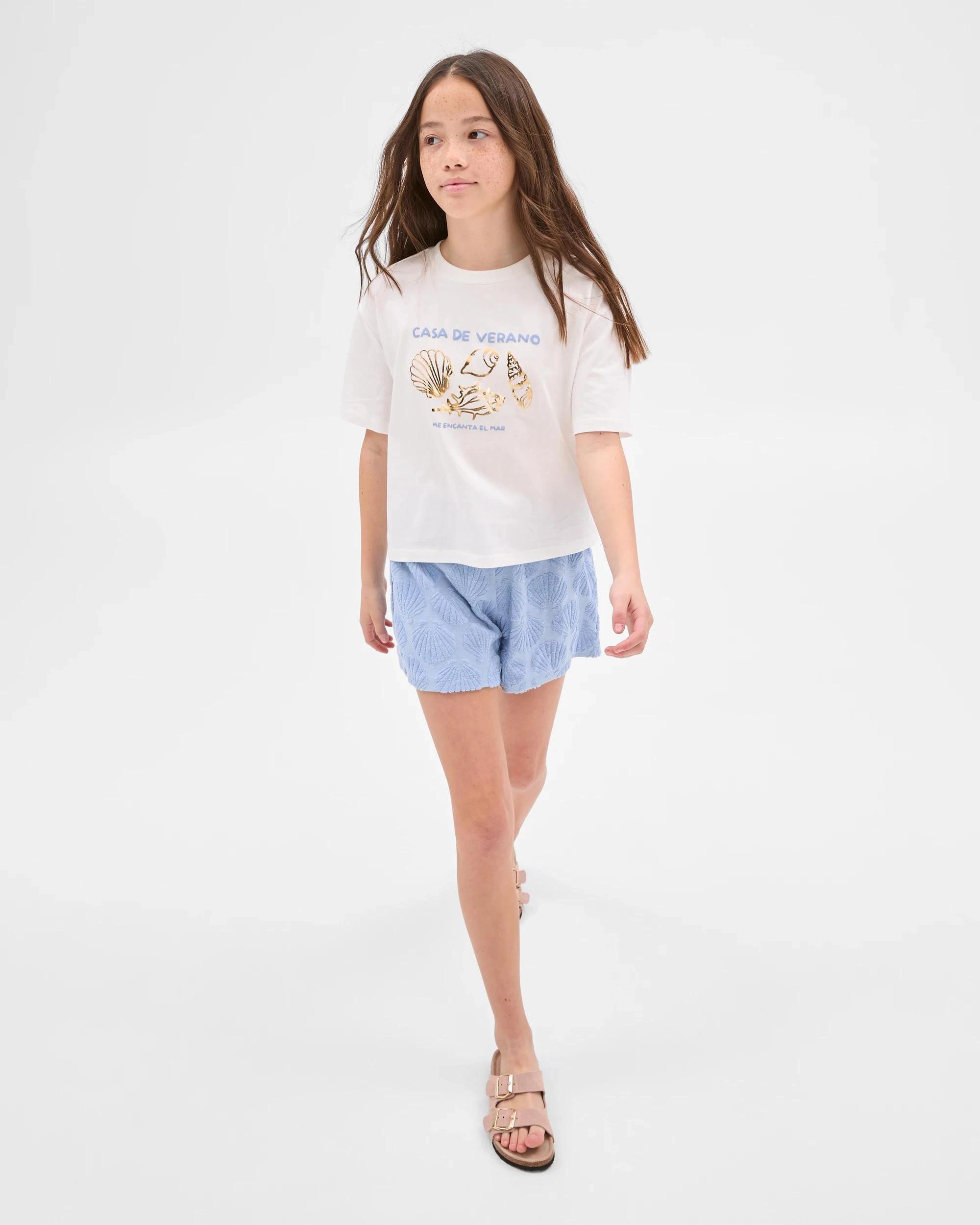 2 Target Australian Cotton Blend T-Shirt and Short Set CLOUD DANCER/BLUE, 2 of 3