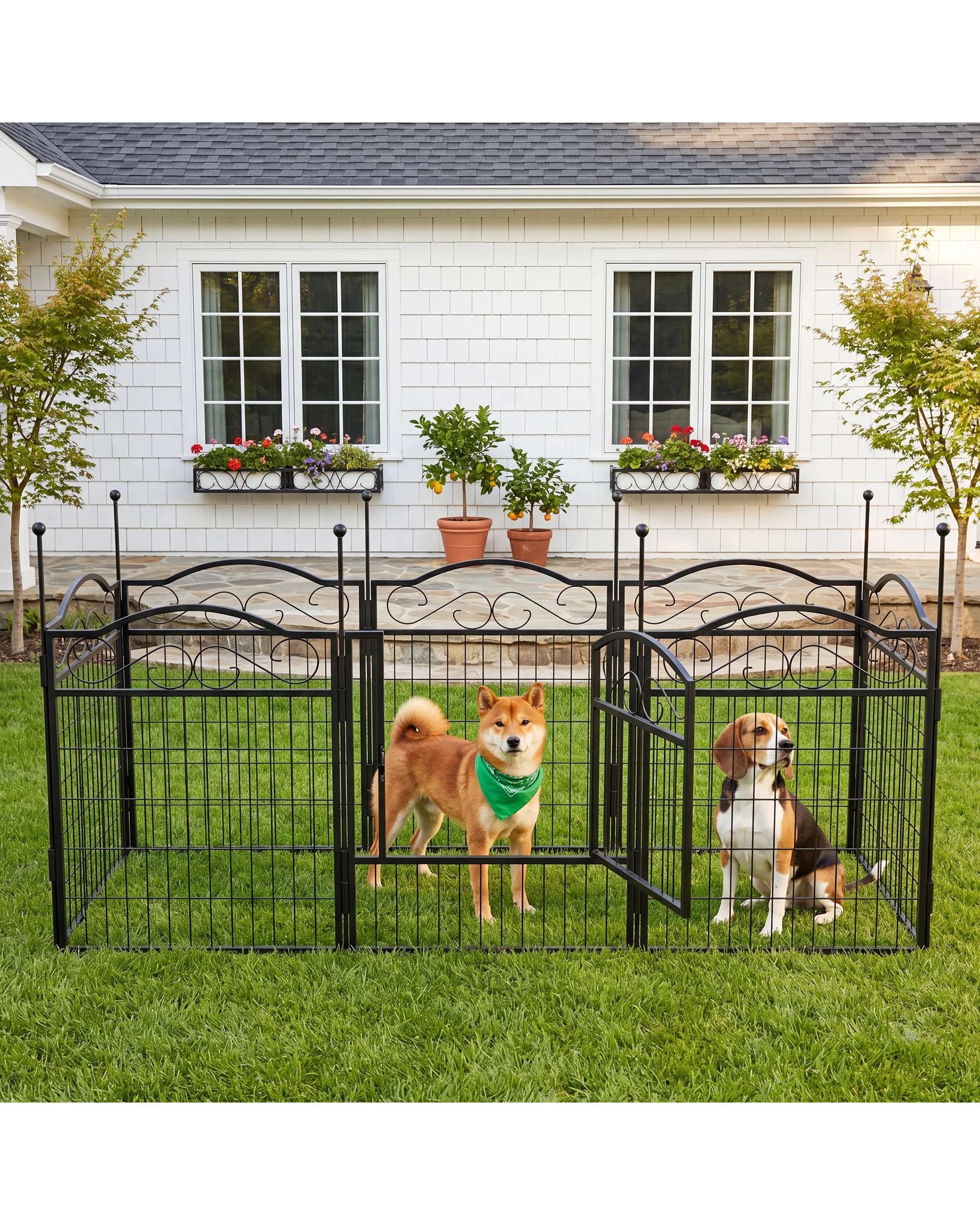 3 Advwin Garden Fence 61x80cm 8 Panel Pet Playpen Enclosure No Dig Fence Animal Barrier, 3 of 9