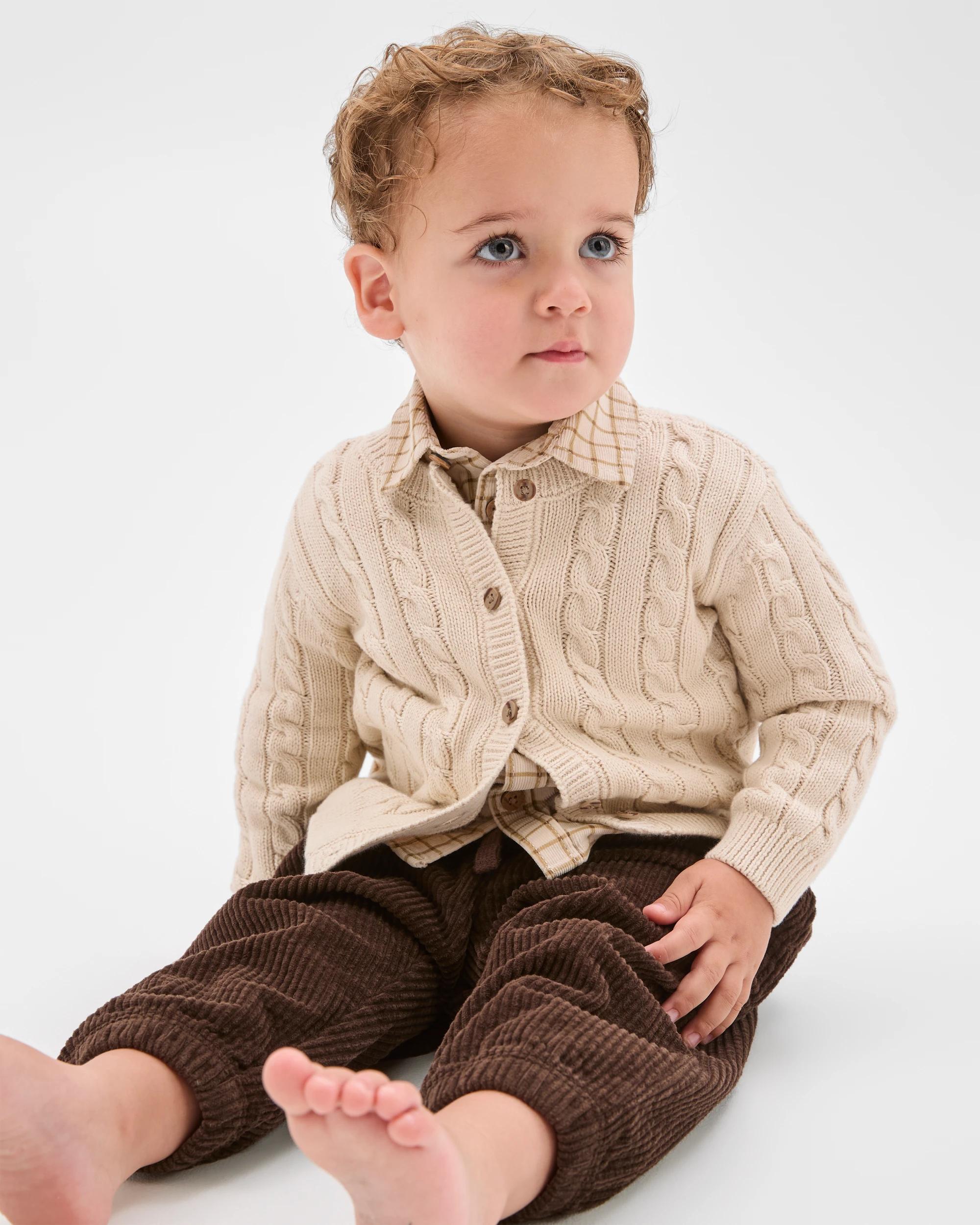 1 Target Baby Organic Cotton Cable Knit Cardigan CREAM, 1 of 4