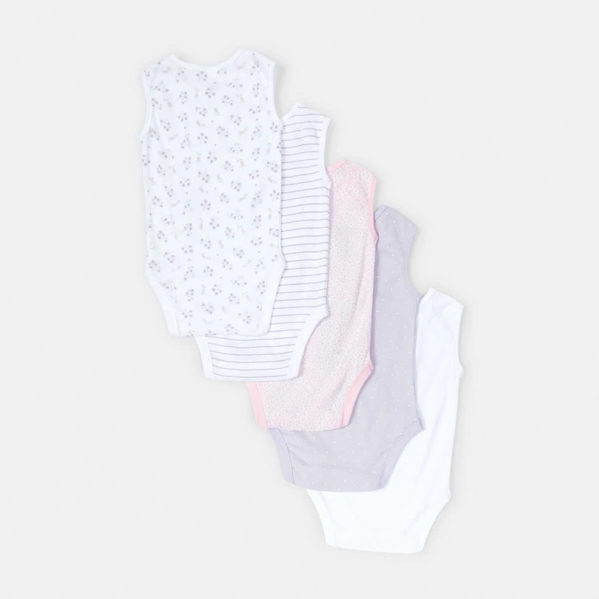 2 5 Pack Sleeveless Bodysuits Floral, 2 of 10