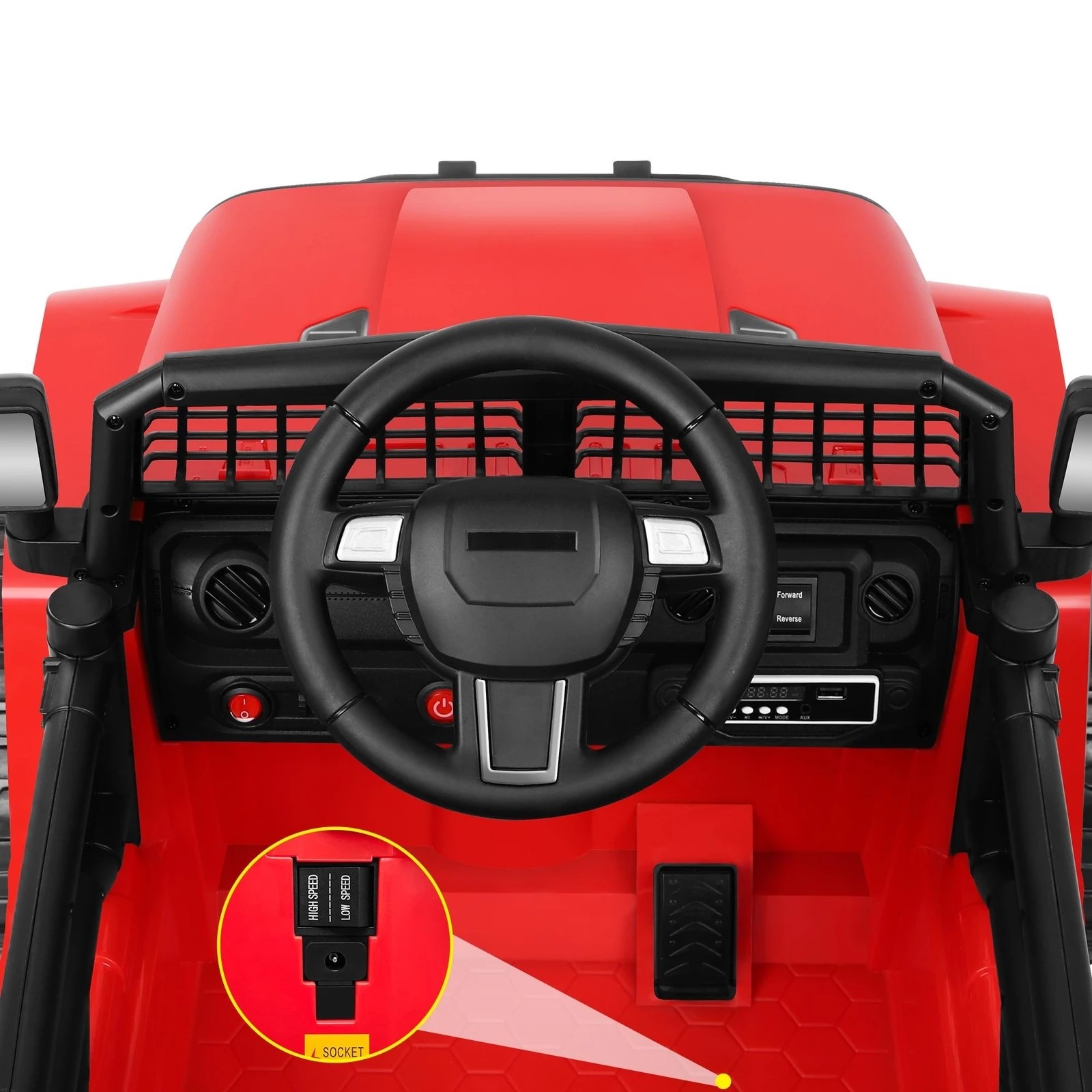 3 Alfordson Kids Ride On Car Toy Jeep Electric 12V 70W Motors R/C LED Lights - Red, 3 of 10