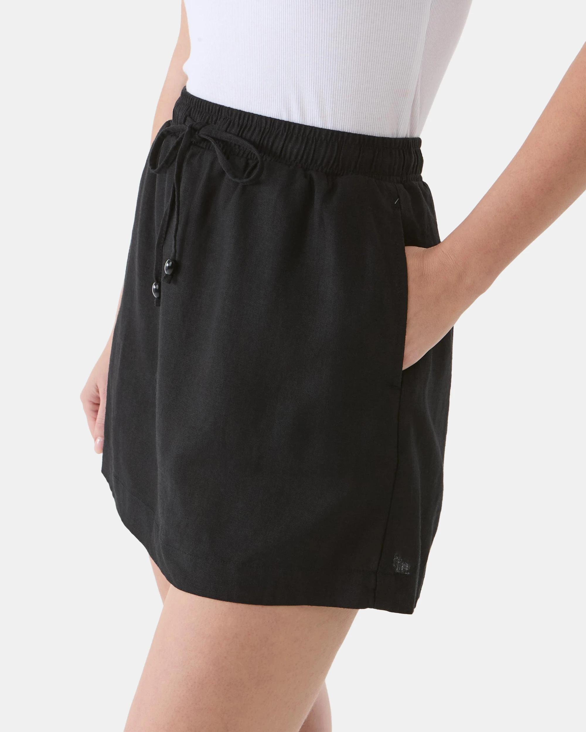 2 Linen Blend Mini Skirt Black, 2 of 6