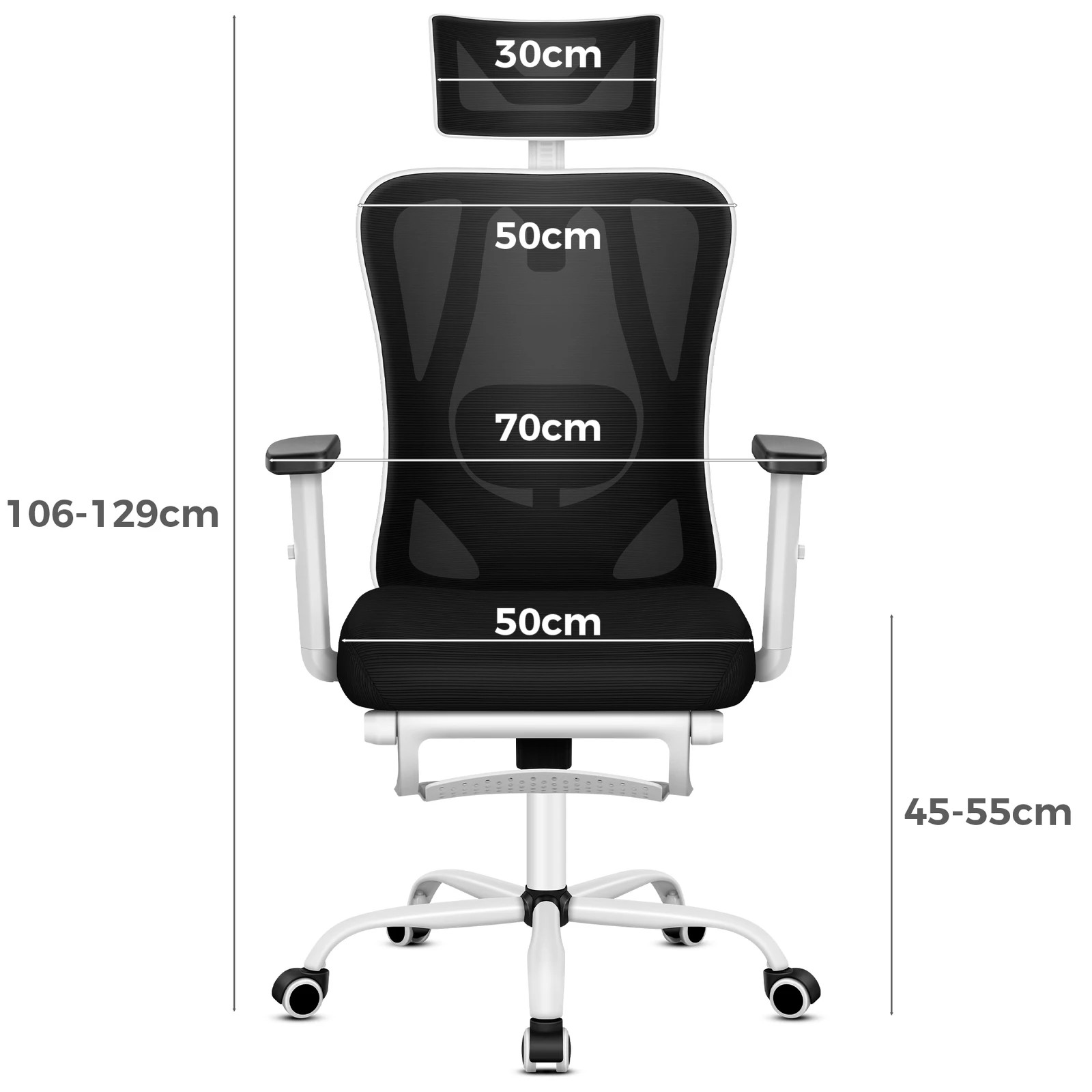 3 Alfordson Office Chair Mesh Ergonomic Executive Seat Work Computer Gaming - Black White, 3 of 10