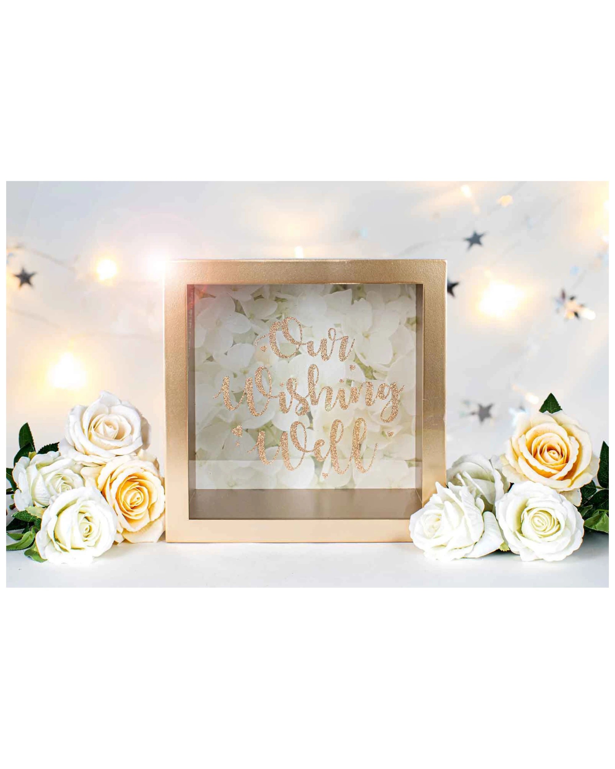 3 Rose Gold Wishing Well Glitter Wooden 30x20cm Birthday Keepsake Gift Display
 - Gold, 3 of 3
