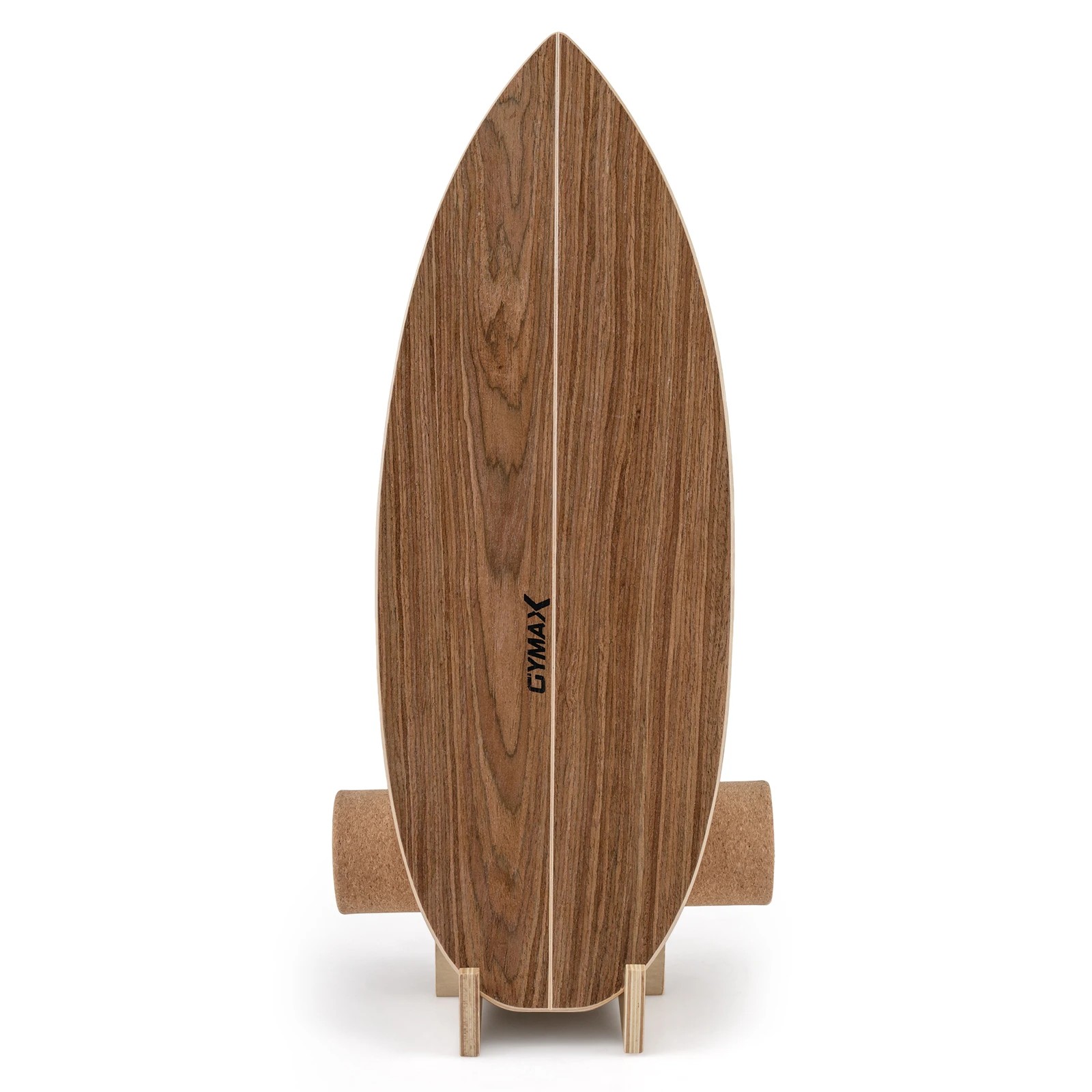 1 Costway Wood Wobble Balance Board Trainer w Cork Roller & Storage Rack Home Gym Exercise - Natural, 1 of 4