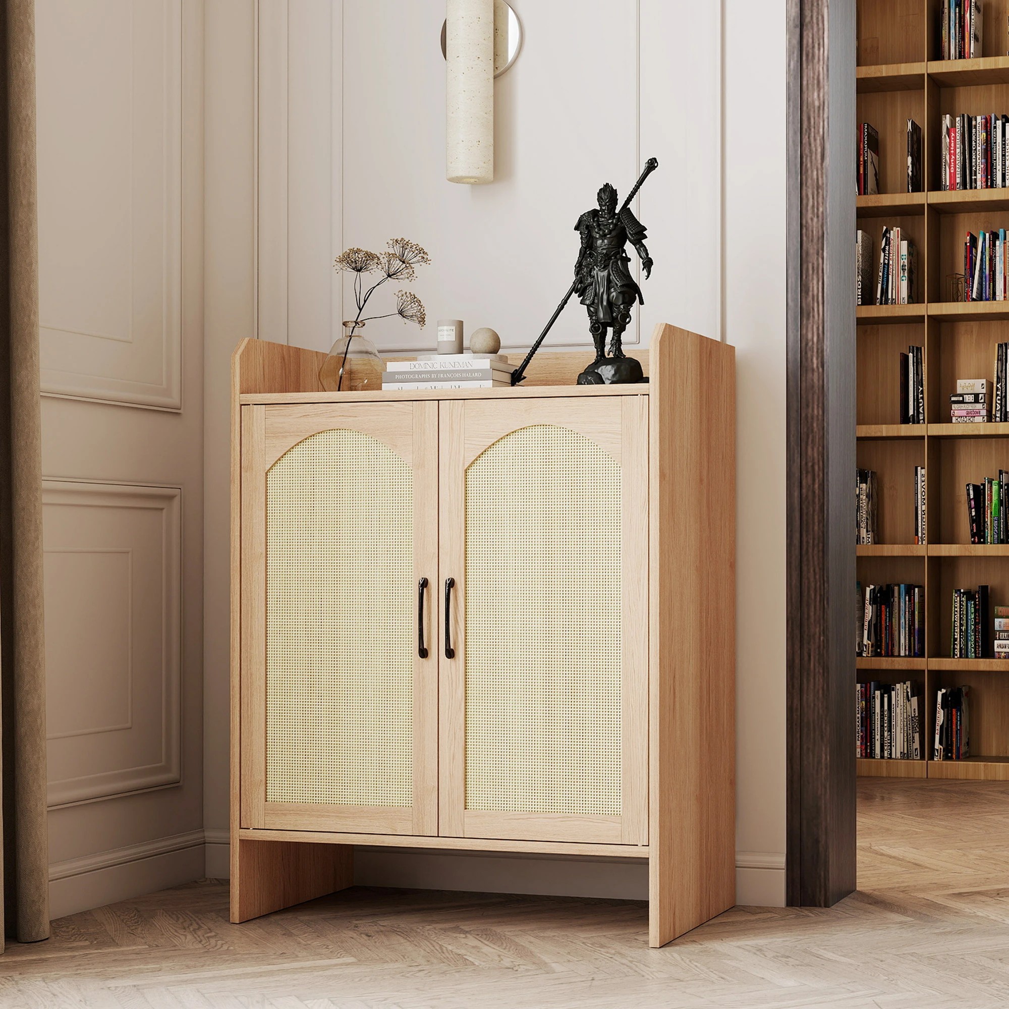 8 Levede 5-Layer Rattan Shoe CabinetsDouble Wooden Doors, 8 of 9