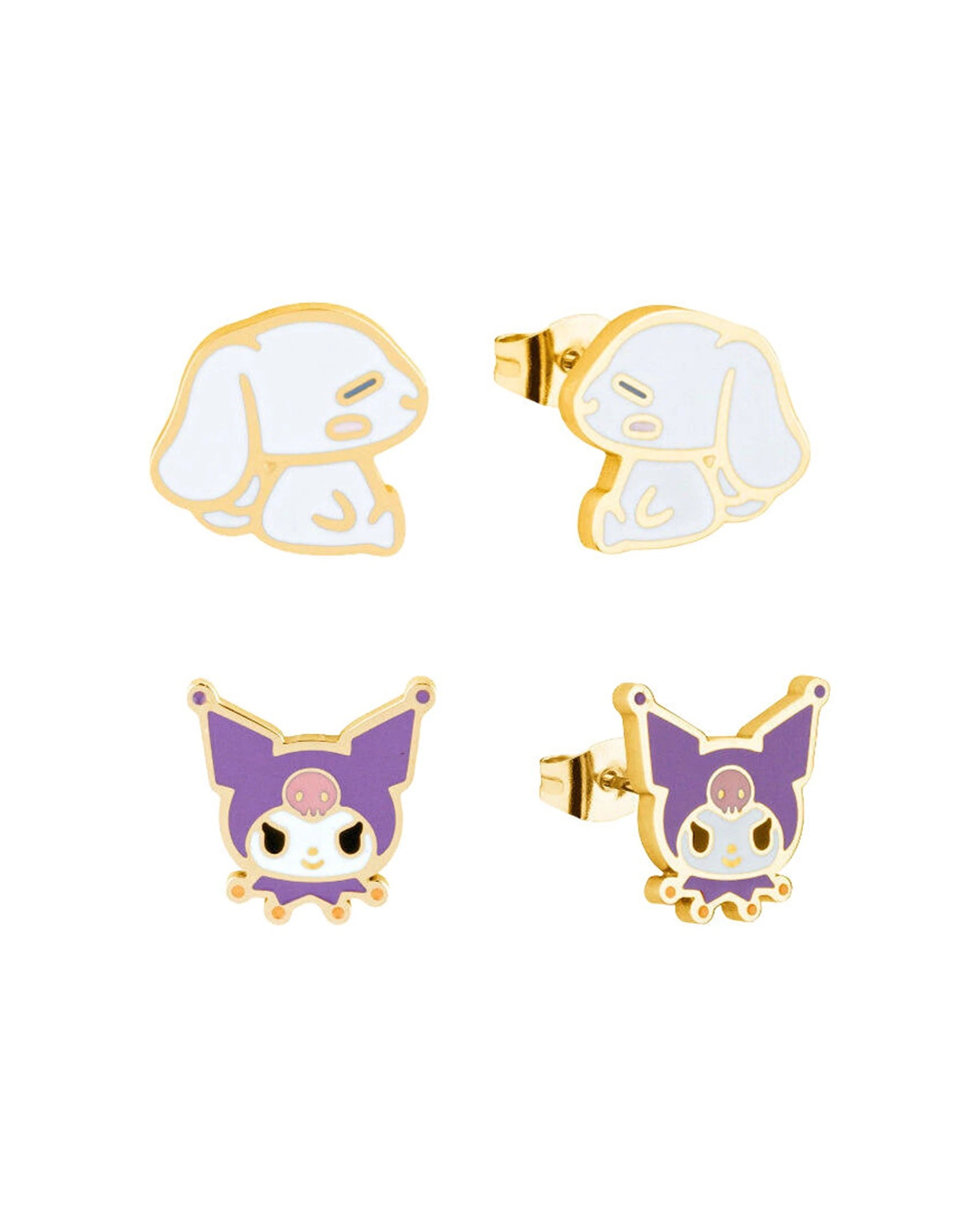 1 Sanrio 2PK ECC Cinnamoroll Stud Earrings Gold Plated Stainless Steel Set - Multi - Multi, 1 of 4
