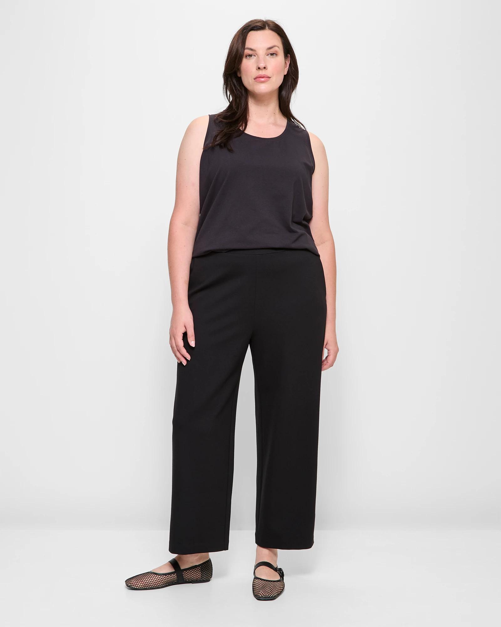 1 Target Curve Plus Size Crop Length Wide Leg Ponte Pants BLACK, 1 of 5