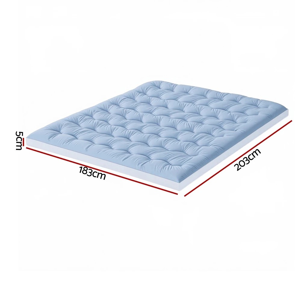 2 Giselle 5cm Mattress Topper Pillowtop toppers Double - Blue, 2 of 9